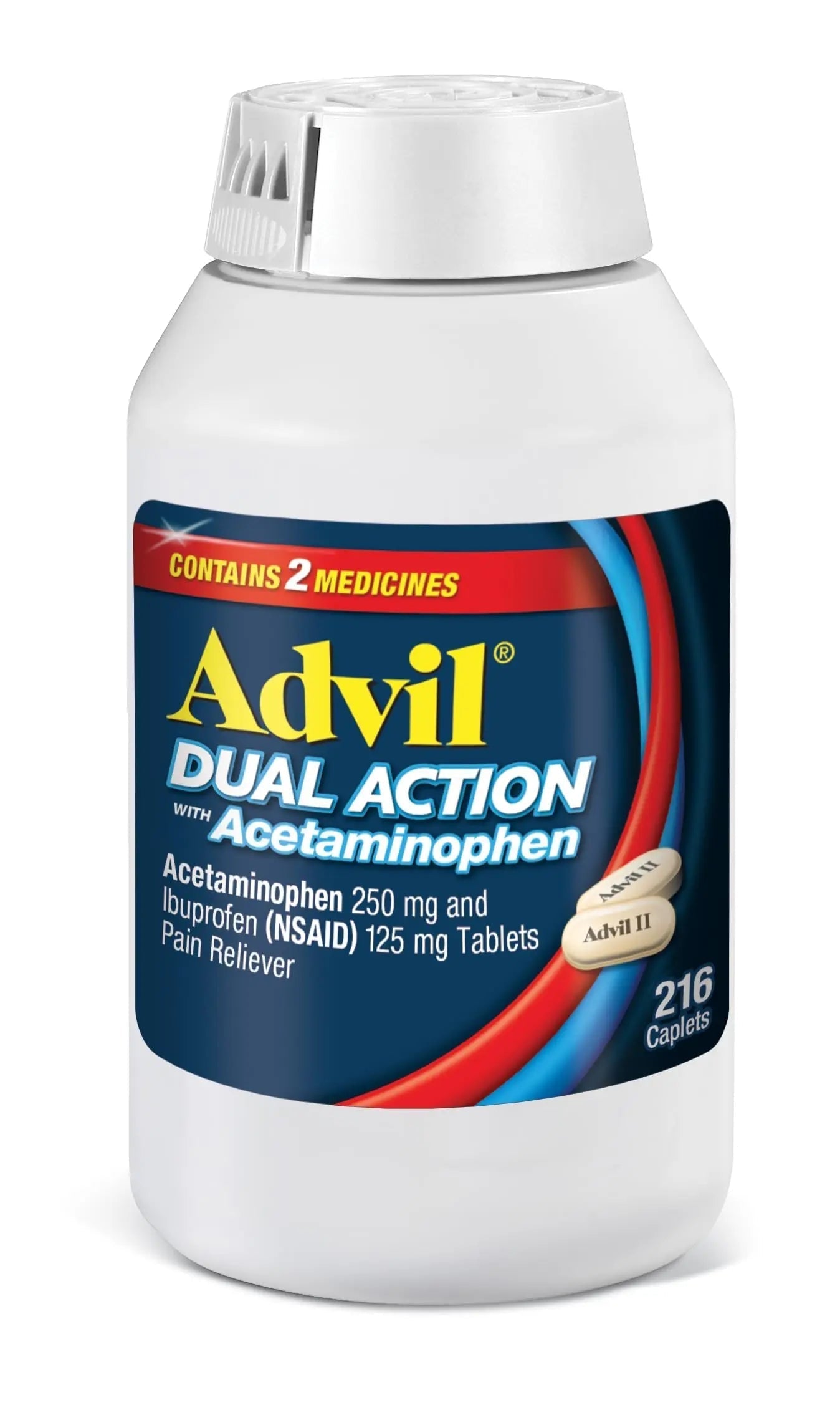 Advil Dual Action Coated Caplets, 125 Mg Ibuprofen and 250 Mg Acetaminophen per Dose (2 Dose Equivalent) for 8 Hour Pain Relief - 216 Count Advil buy supplements canada