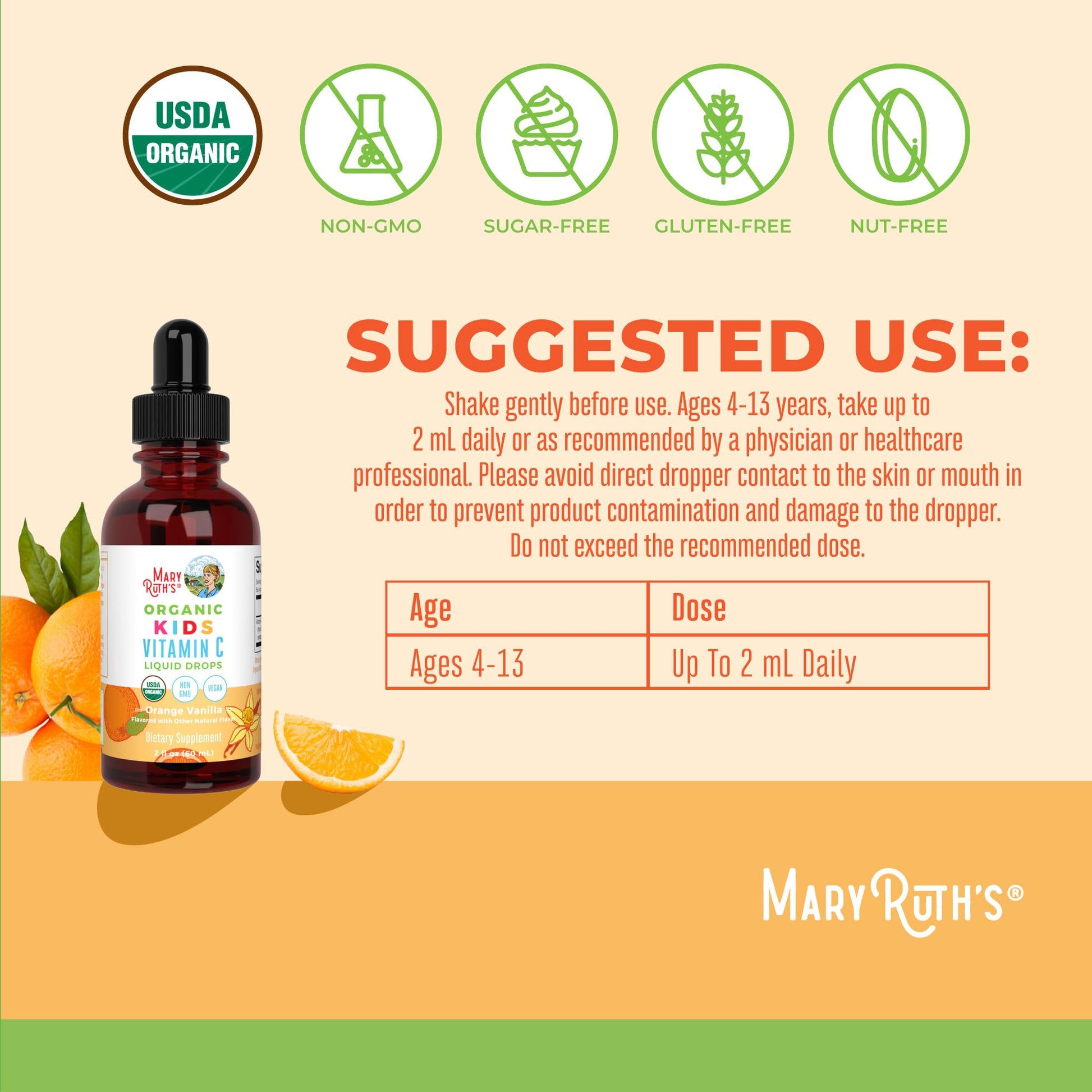 MaryRuth Organics USDA Kids Vitamin C Drops | Vegan Immune Support Supplement for Ages 4-13 | Immune Support & Overall Health | Vitamin C from Organic Acerola Fruit Extract | 2oz MARYRUTH'S buy supplements canada