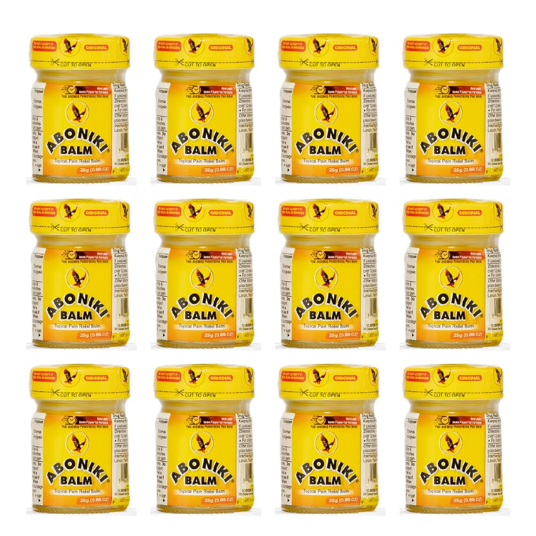 Aboniki Powerful Topical Pain Relief Balm with Natural Ingredients | Fast-Acting Soothing Relief for Joints & Muscle Pain, Soreness, Cramps | Long Lasting Full Body Rub (12 Plastic Jars) Aboniki buy supplements canada