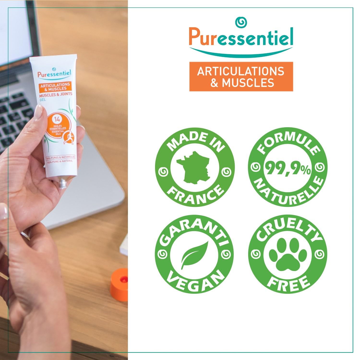 Puressentiel Muscles and Joints Gel - Soothing Gel for Muscle Relief and Knee Relief - Cooling Gel for Foot Relief - Back Gel - 2.02 oz Puressentiel buy supplements canada