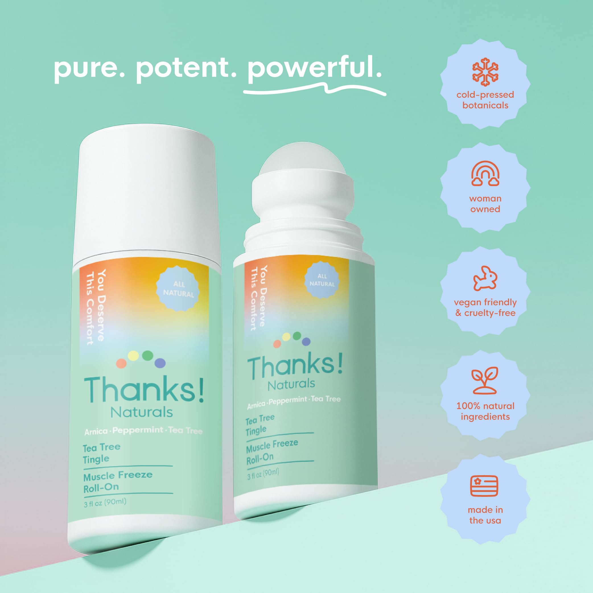Thanks! Naturals Muscle Freeze Roll On, Tea Tree Tingle, Vegan, Cold Pressed Formula with Shea Butter, Eucalyptus & Peppermint, Use on Neck, Knees & Joints, Post Workout Essential, 3 FL OZ Thanks! Naturals buy supplements canada