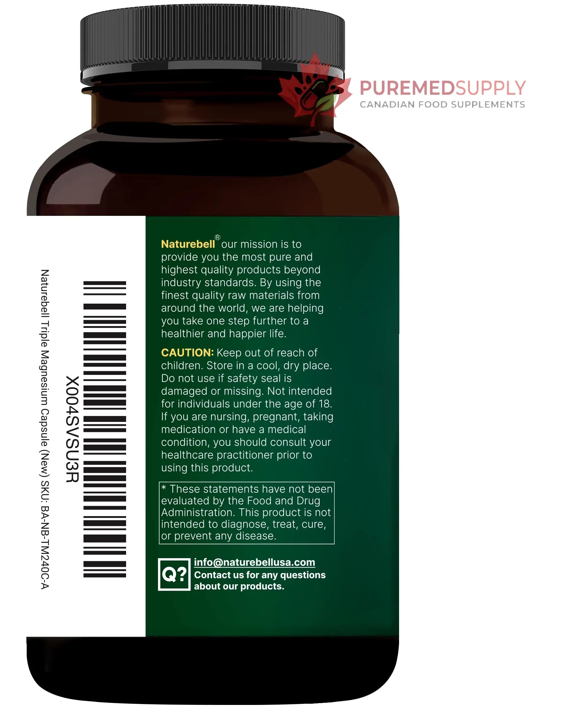 NatureBell Magnesium Complex for Women & Men 1,000mg Per Serving – 240 Capsules – Triple Magnesium Complex with Glycinate, Citrate & Malate – Chelated & Purified – Non‑GMO, Filler Free NatureBell buy supplements canada