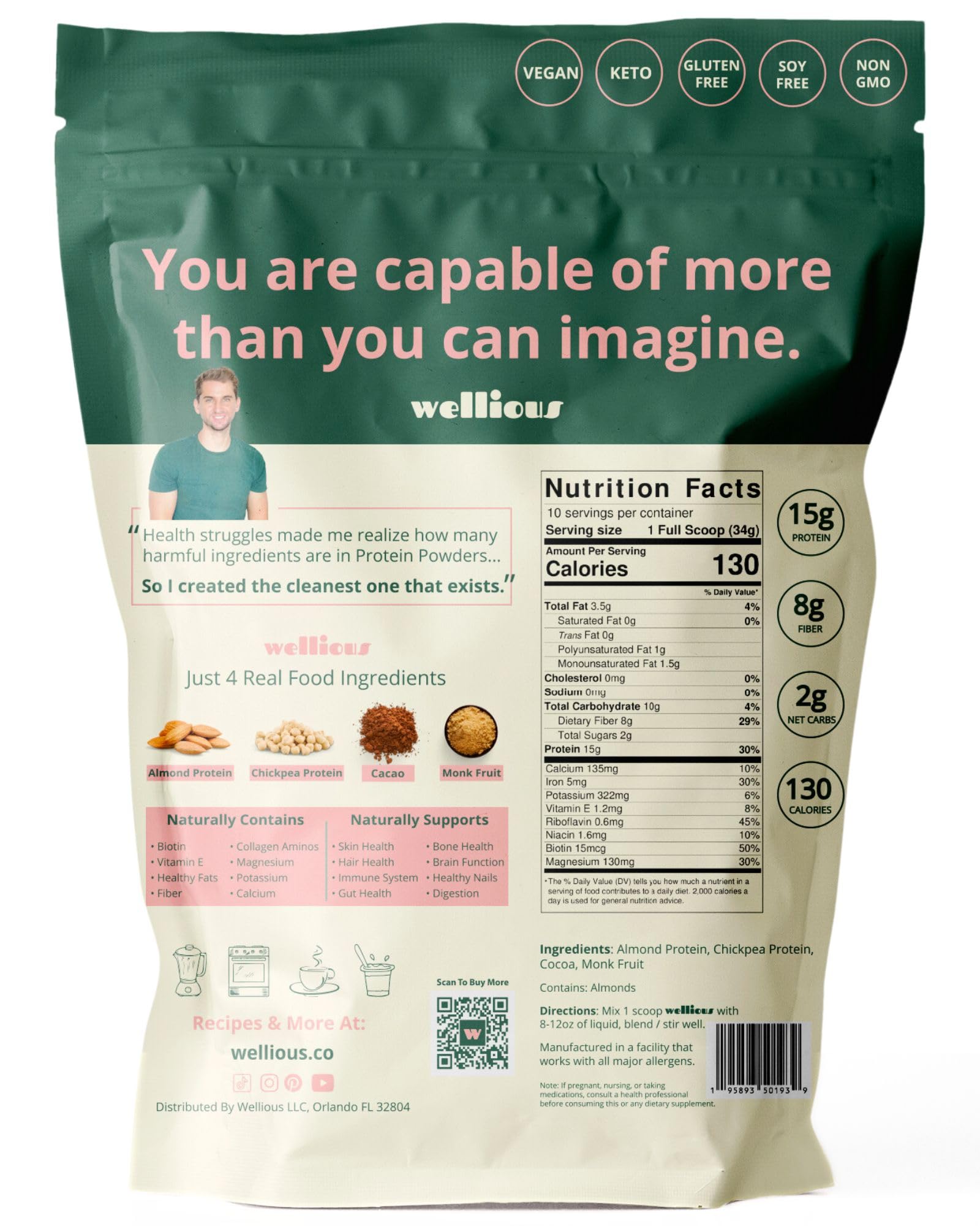 wellious – Clean Vegan Protein Powder – for Gut Health, Plant Based, Keto Friendly, No Sodium wellious buy supplements canada