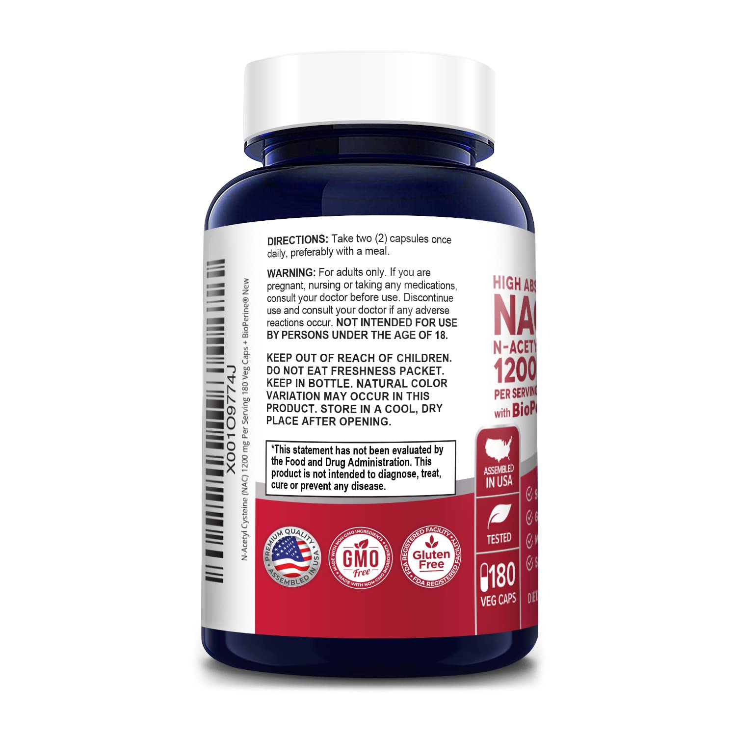 NusaPure N-Acetyl Cysteine (NAC) 1200mg 180 Veggie Caps (Vegetarian, Non-GMO, Gluten Free) Bioperine NusaPure buy supplements canada