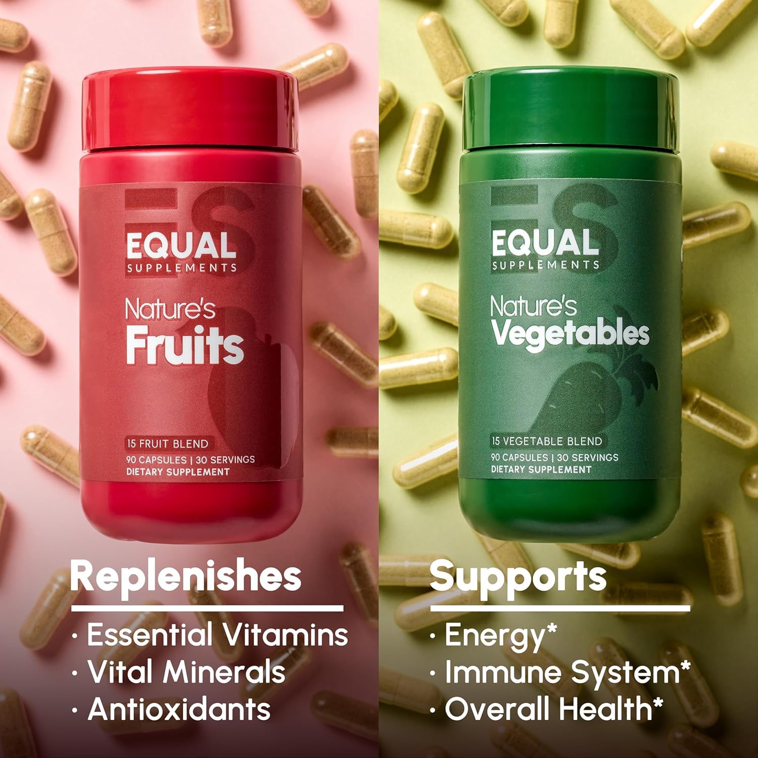 Equal Supplements Fruits and Vegetables Capsules | 2 Month Supply | GMP Certified-Manufactured in US | Fruit and Veggies Supplement for Balance | of Nature, Fruit and Vegetable Capsule for Adults Equal Supplements buy supplements canada