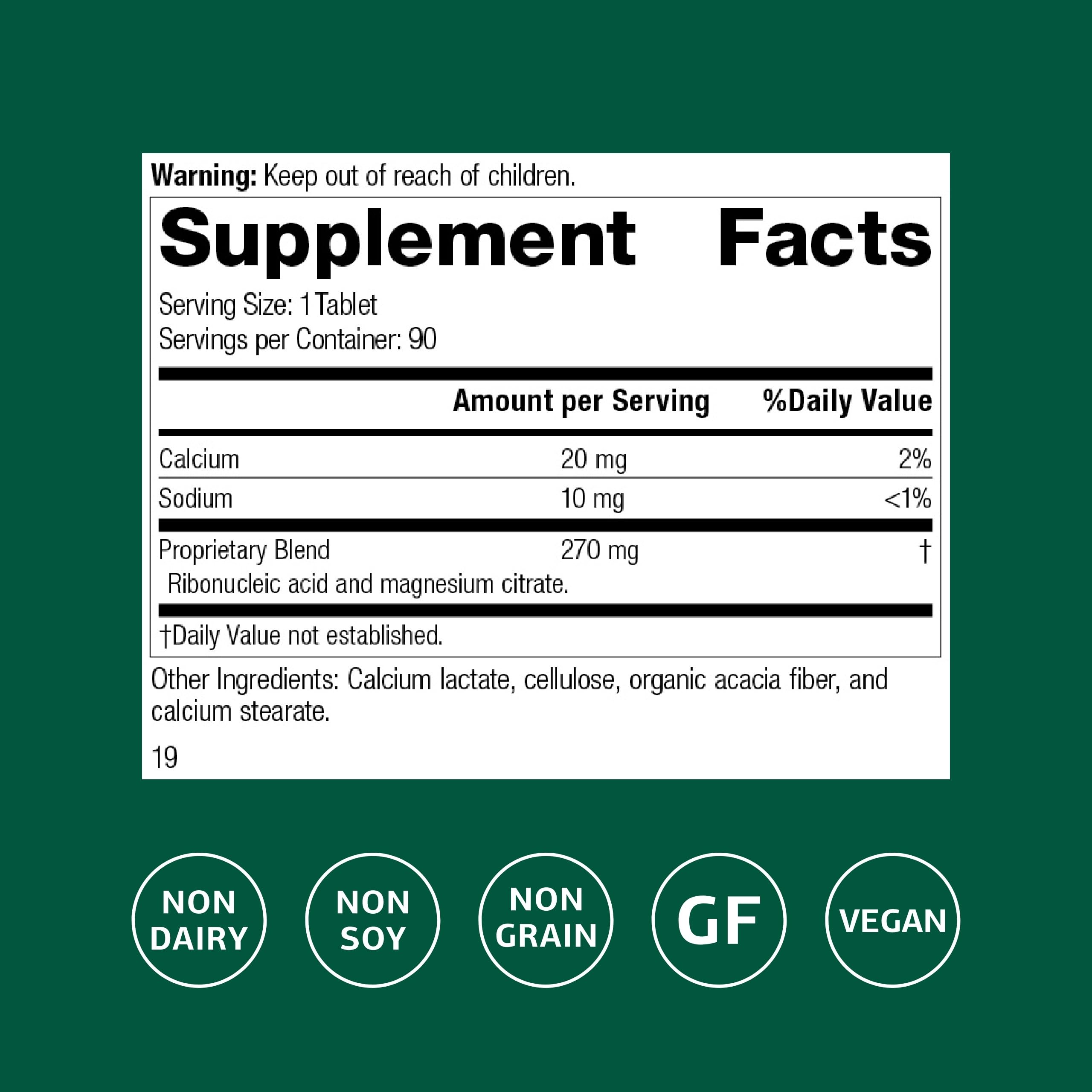 Standard Process Ribonucleic Acid RNA - Cell Development Support - Aids Protein Synthesis - Vegan, Gluten-Free, Non-Soy, & Non-Grain - 90 Tablets (90 Servings) Standard Process Inc. buy supplements canada