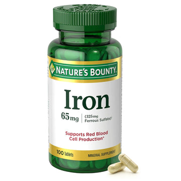 Nature’s Bounty Iron 65mg, 325 mg Ferrous Sulfate, Cellular Energy Support, Promotes Normal Red Blood Cell Production Nature's Bounty buy supplements canada
