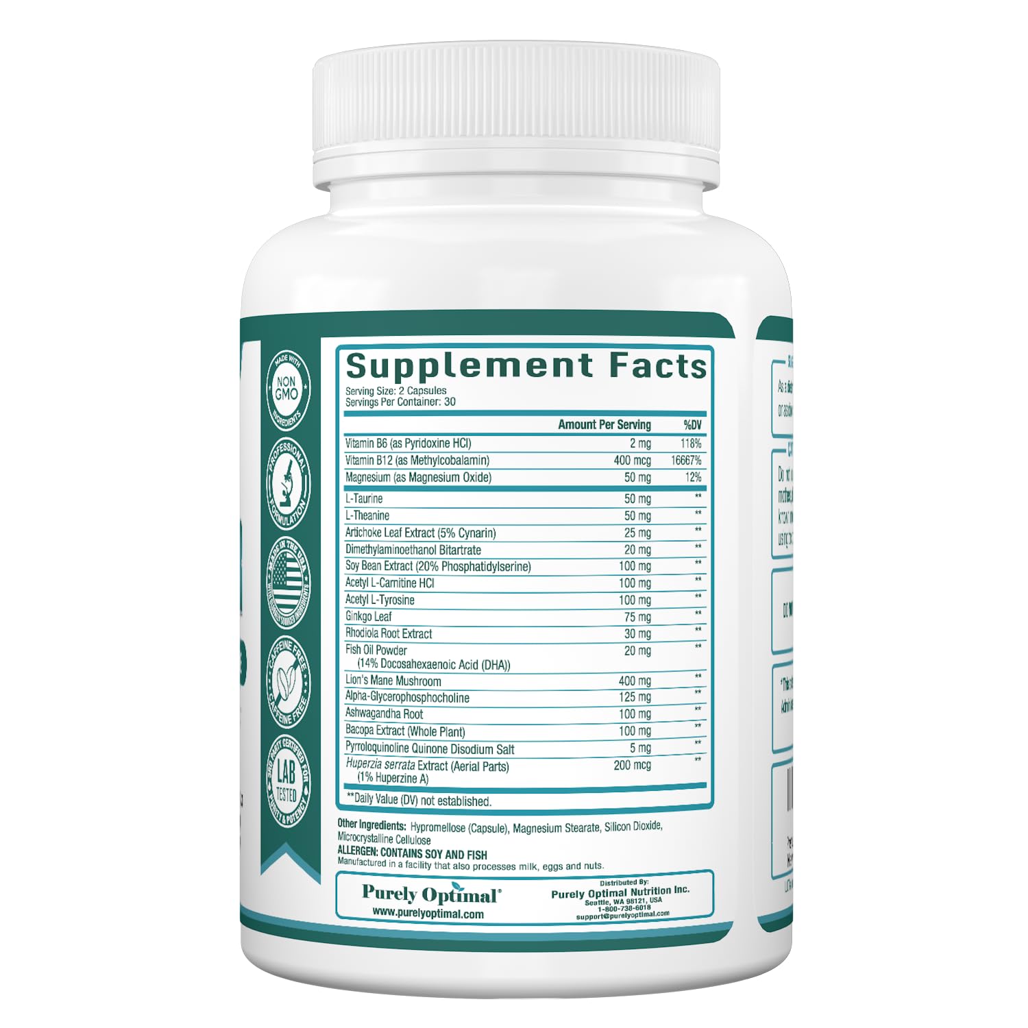 Purely Optimal Brain Booster Nootropic Supplement – Brain Support for Memory, Focus, Clarity, Jitter-Free Energy for Adults, Seniors– with Ginkgo Biloba, Alpha GPC, Lion’s Mane – 60 Capsules Purely Optimal buy supplements canada