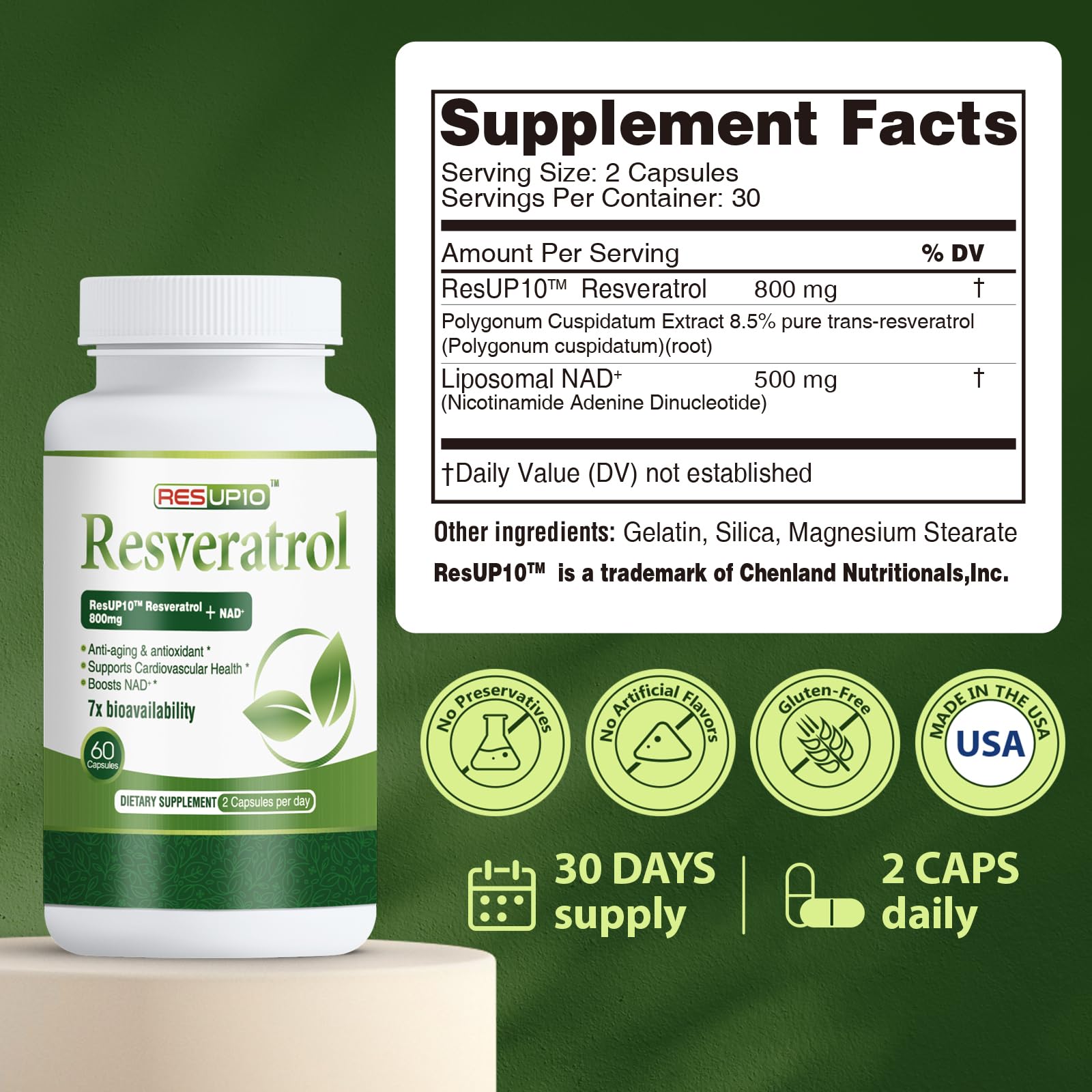 PureBotan Liposomal NAD+ Resveratrol Supplement 1300mg, High Bioavailable Trans Resveratrol ResUP10, with Extra Strength NAD Plus, Support Aging, Cardiovascular Health and Cellular Energy, 60 Capsules PureBotan buy supplements canada
