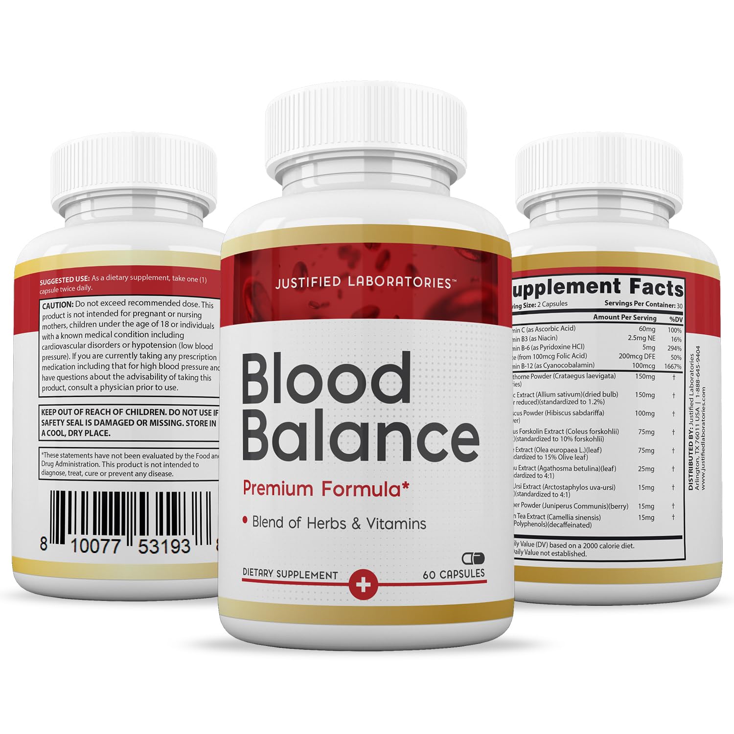 (2 Pack) Blood Balance Advanced Formula 688MG Supplement Pills 120 Capsules Justified Laboratories buy supplements canada
