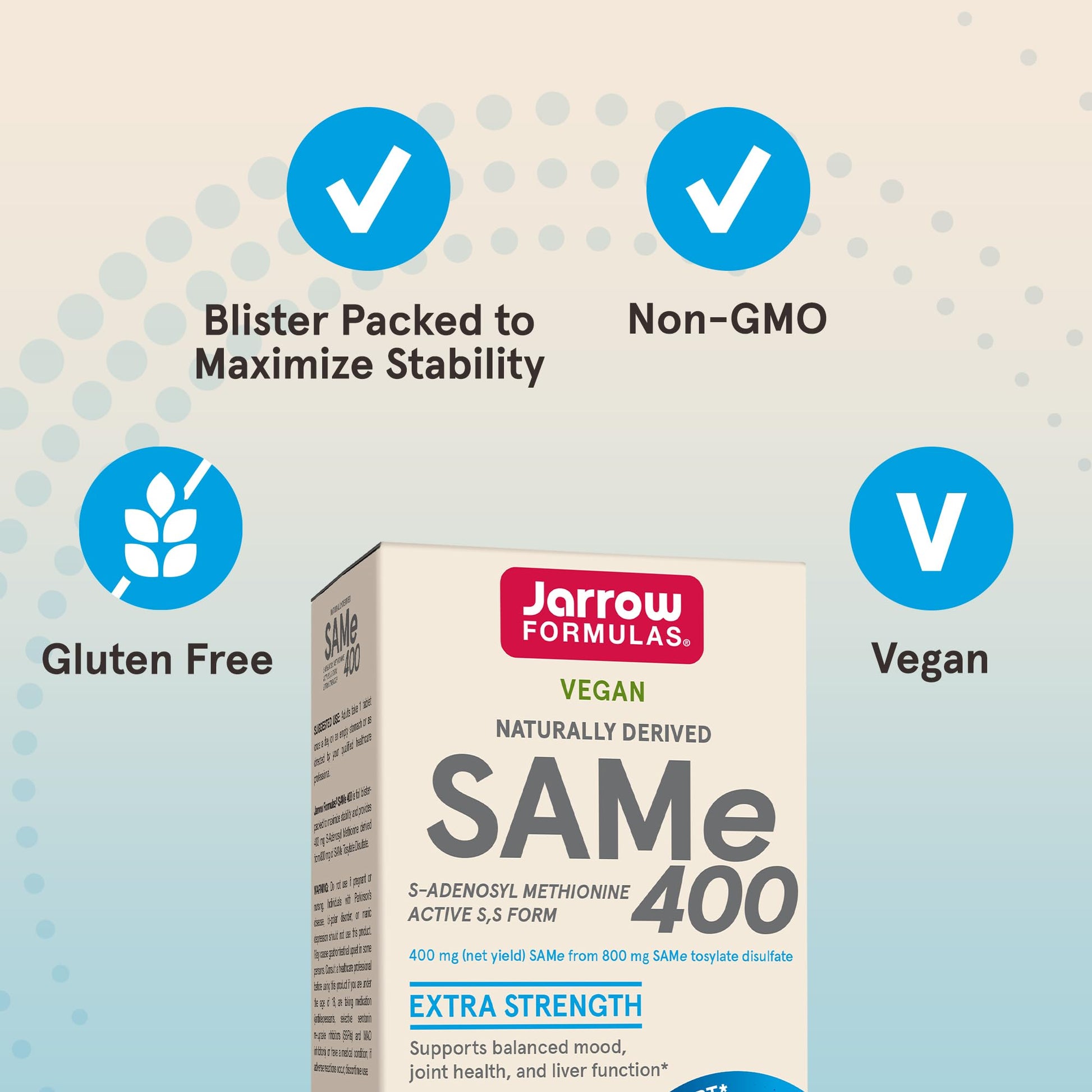 Jarrow Formulas SAMe Supplement 400 mg - 60 Tablets - High Concentration of Active S,S Form - Supports Joint Health, Liver Function, Brain Metabolism, Balanced Mood & Antioxidant Defense - 60 Servings Jarrow Formulas buy supplements canada