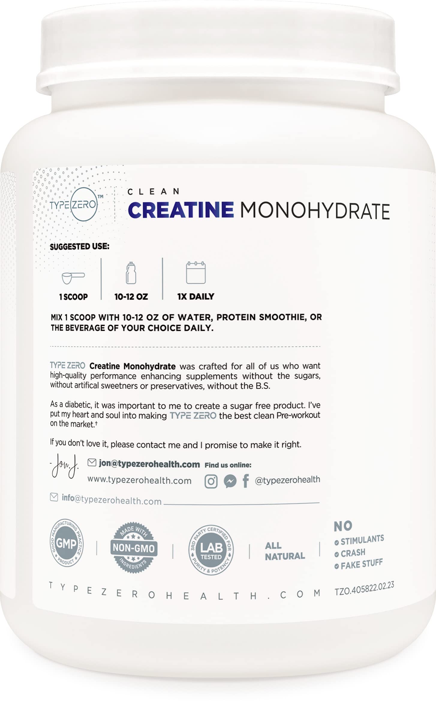 Type Zero Creatine Monohydrate (Unflavored) 1 KG, 5000mg (5g) Per Serving, Micronized, Zero Sugar, Keto Friendly & Gluten Free, 200 Servings Type Zero buy supplements canada