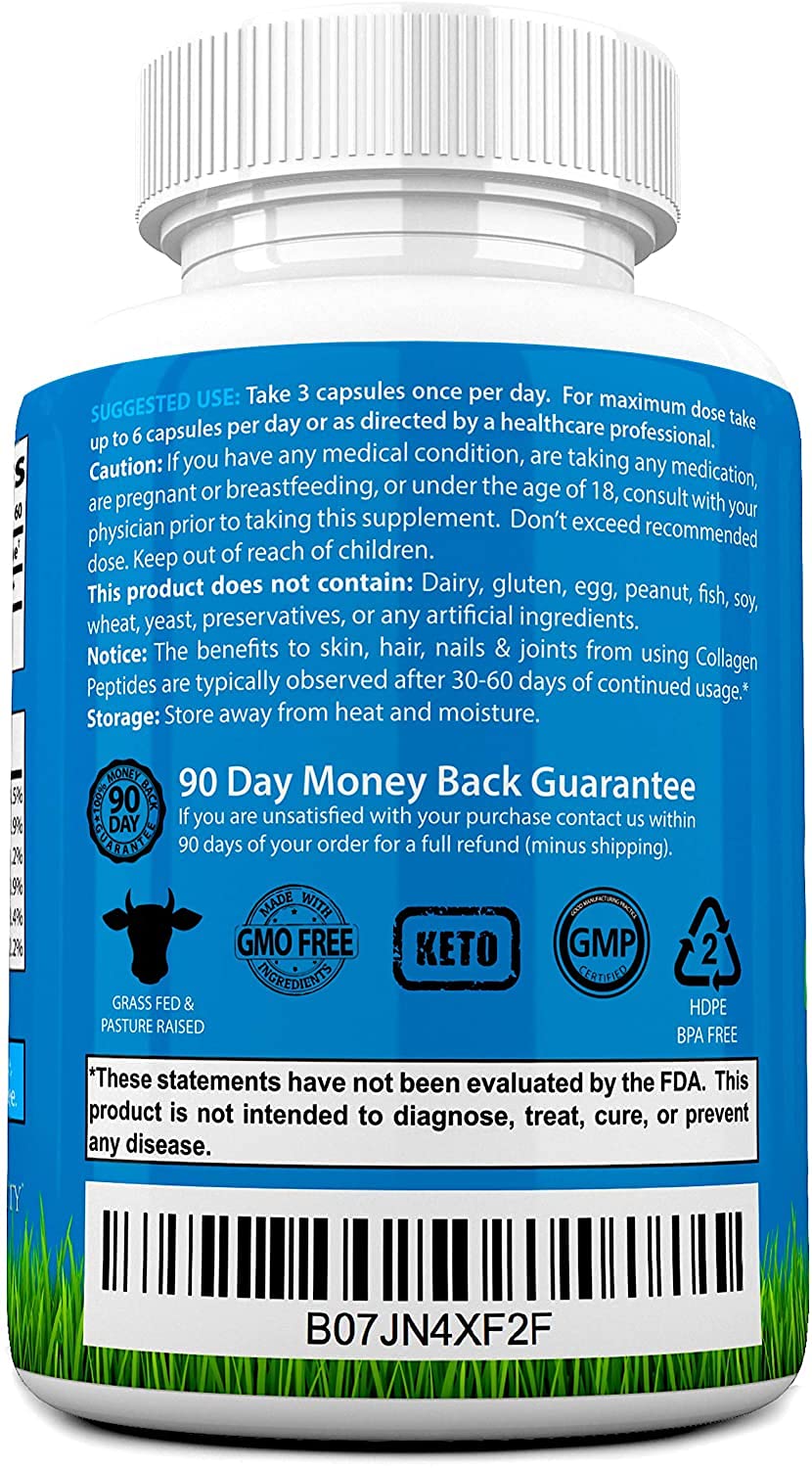Root Vitality Collagen Peptides Capsules - Grass-Fed, Pasture-Raised Hydrolyzed Protein Supplement for Skin, Hair, & Nails - Non-GMO, Zero Sugar Daily Pills for Men & Women (180 Capsules) Root Vitality buy supplements canada