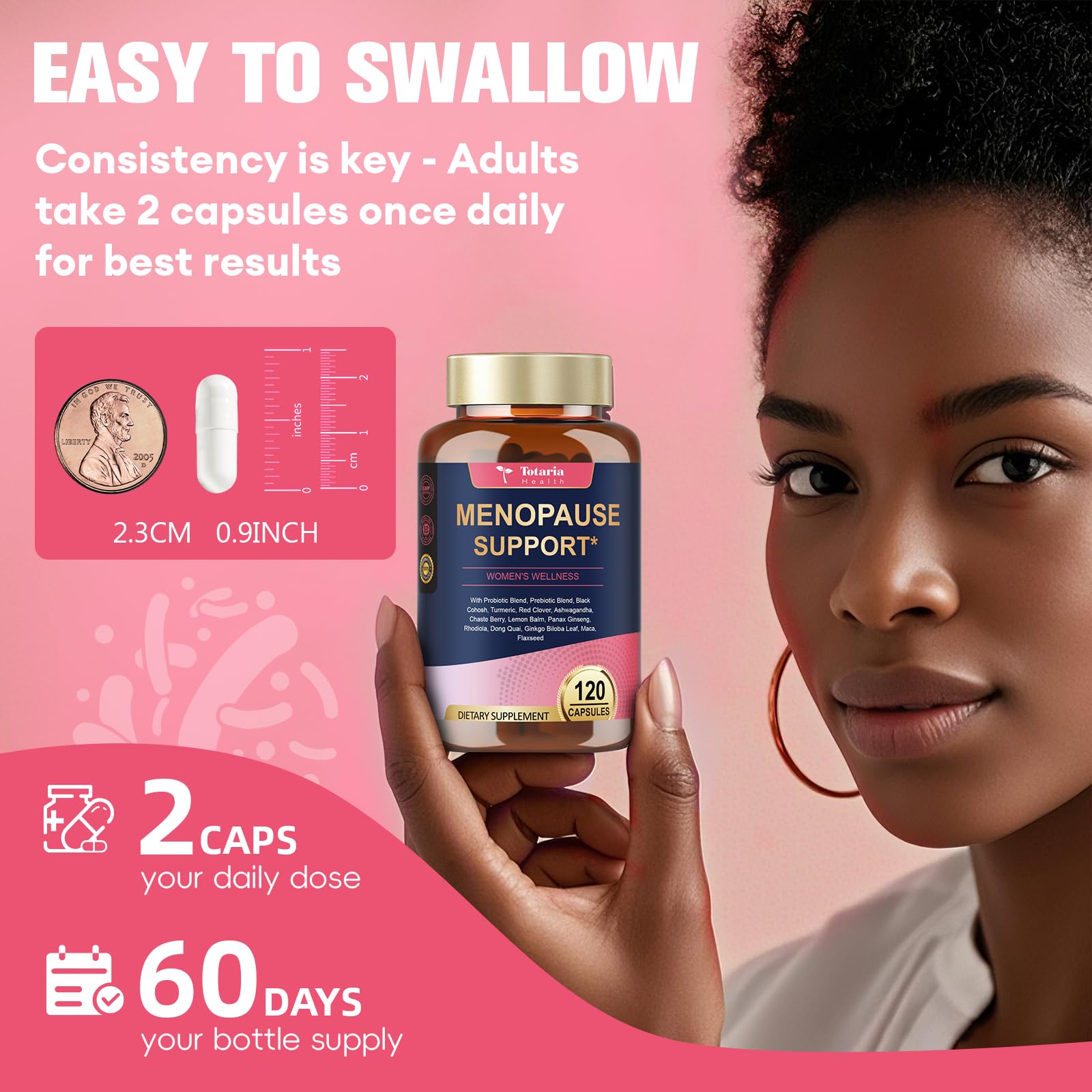 40-in-1 Menopause Supplements for Women, Multibenefit & Complete Black Cohosh for Hot Flashes, Night Sweats & Hormone Balance, w/ Probiotics, DIM, Vitex, Dong Quai, Red Clover and More, 120 Vegan Caps Totaria buy supplements canada