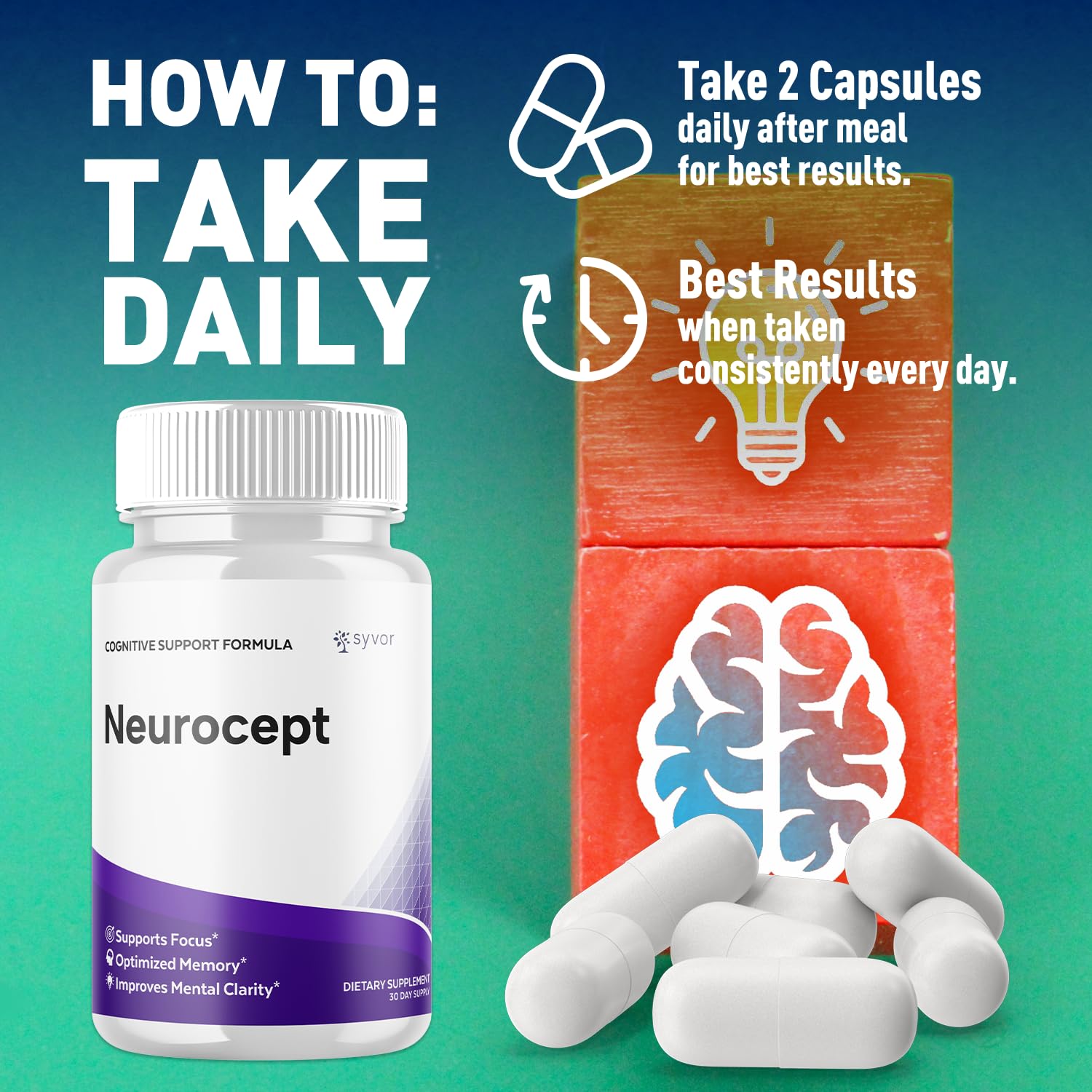 (2 Pack) Neurocept Capsules, Official Neurocept Brain Supplement Pills with All Natural Ingredients, Advanced Formula Support Pills with Max Strength Premium Vitamins for Women & Men (120 Capsules) Syvor buy supplements canada