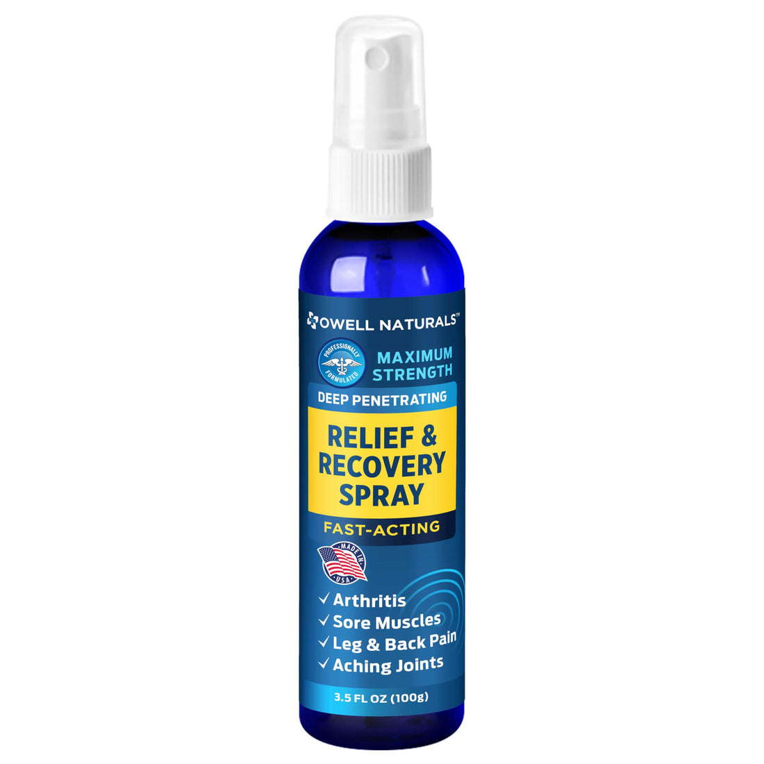 OWELL NATURALS Deep Penetrating Pain Relief Liquid Spray, Fast-Acting, Long Lasting, Natural Relief for Muscle Aches, Joint Pain, Stiffness, Quick Dry Formula, 3.5 oz Owell Naturals buy supplements canada