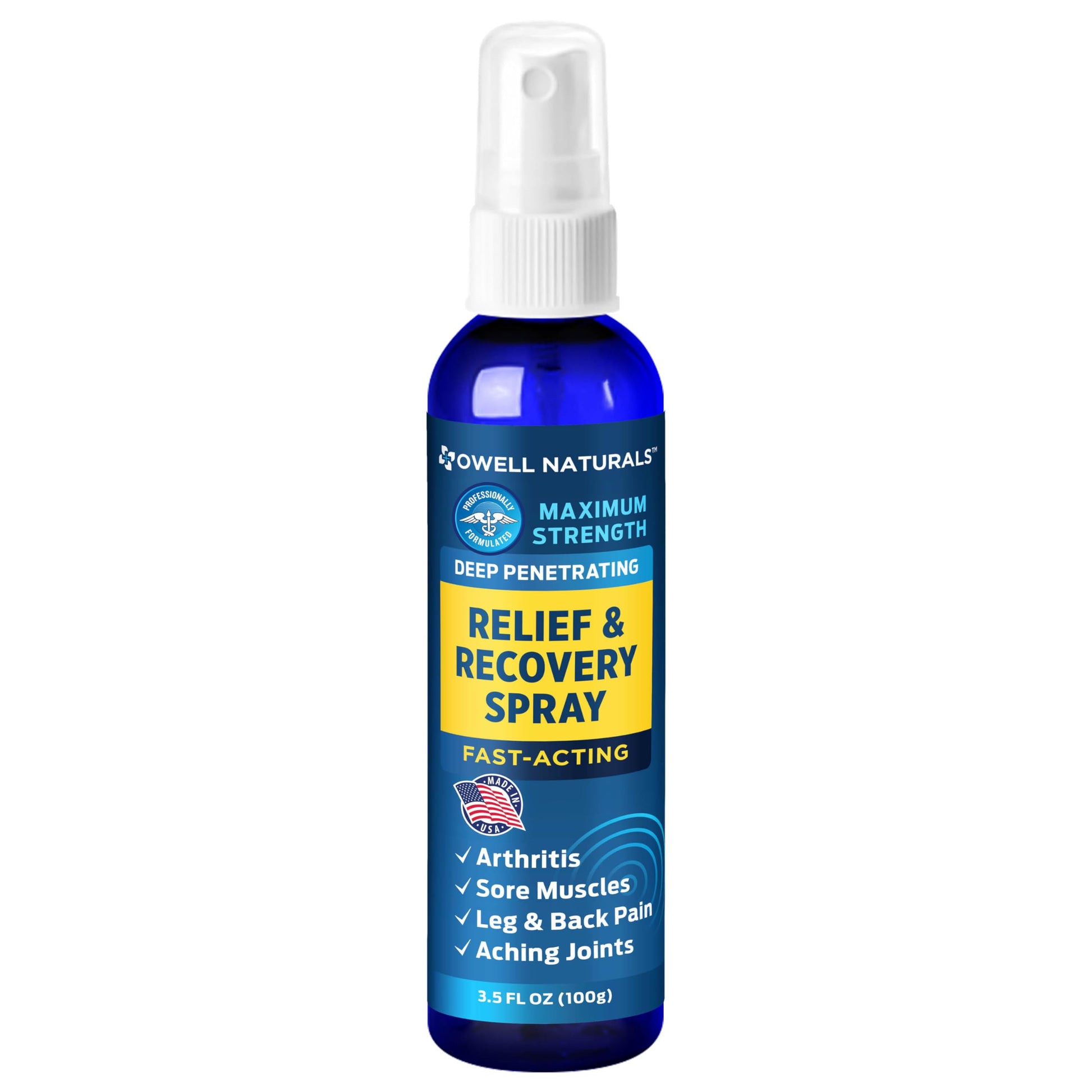 OWELL NATURALS Deep Penetrating Pain Relief Liquid Spray, Fast-Acting, Long Lasting, Natural Relief for Muscle Aches, Joint Pain, Stiffness, Quick Dry Formula, 3.5 oz Owell Naturals buy supplements canada