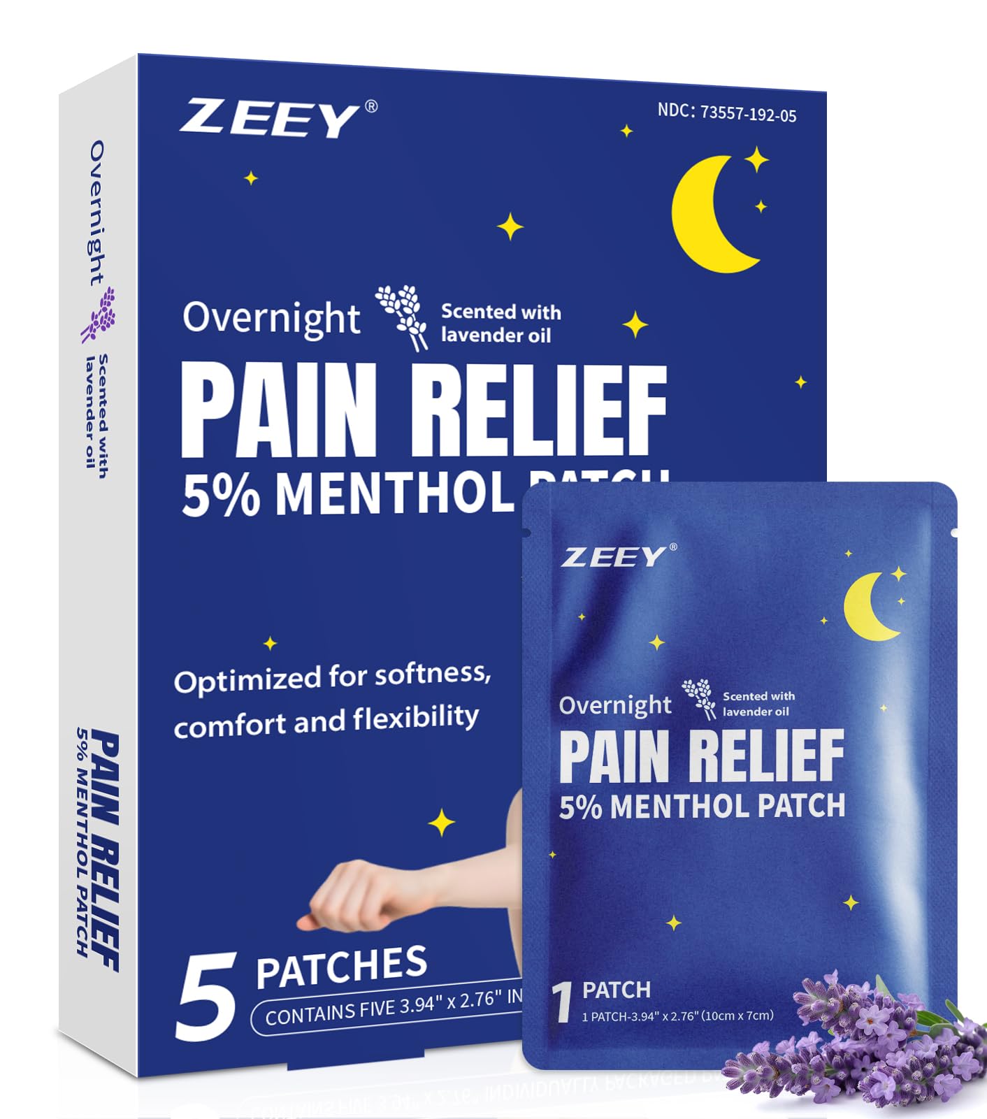 ZEEY 5% Menthol Overnight Pain Relief Patches, French Lavender Oil Pain Patch for Back, Knee, Neck, Shoulders, Joints, Muscle Soreness, Fast Acting, Topical Analgesic, Gel Patch, 3.94" x 2.76", 5Ct ZEEY buy supplements canada