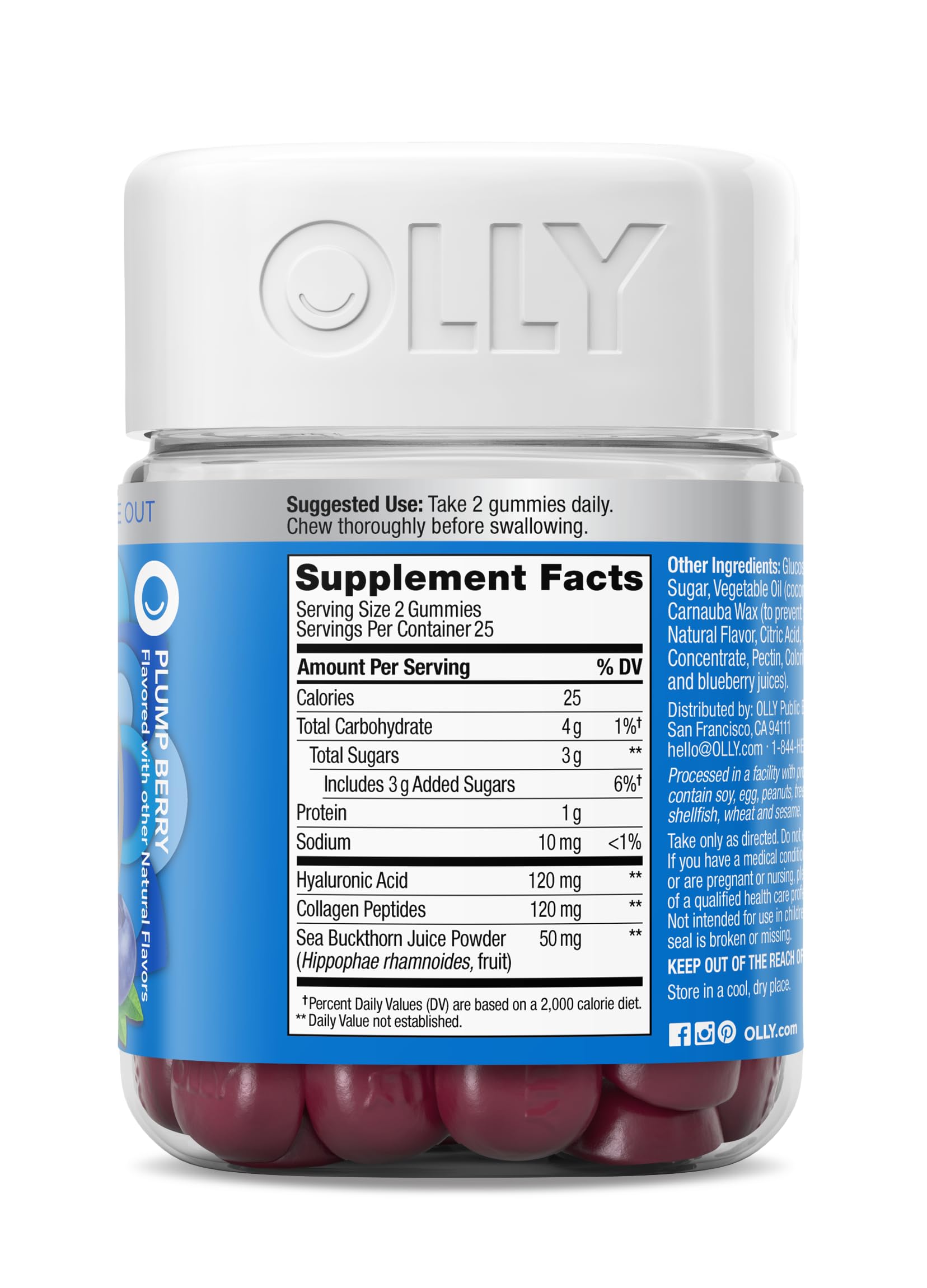 OLLY Glowing Skin Gummy, Hydrated & Youthful Skin,* Hyaluronic Acid, Collagen Peptides, Sea Buckthorn, Plump Berry Flavor OLLY buy supplements canada