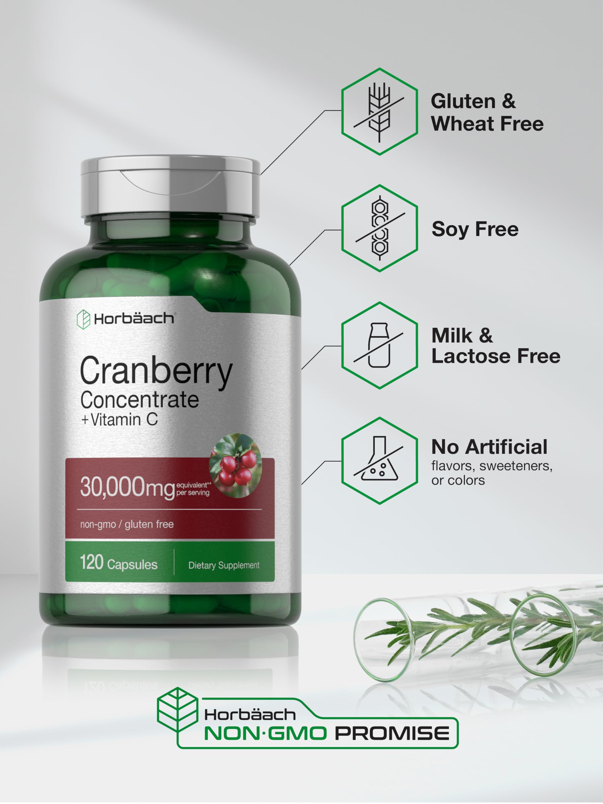 Horbäach Cranberry Concentrate Extract Pills + Vitamin C | 120 Capsules | Supplement for Women and Men | Triple Strength Ultimate Potency Formula Horbäach buy supplements canada