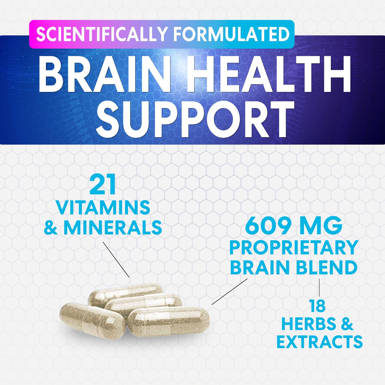 Brain Memory Supplement - 3X Strength Nootropics for Concentration, Clarity & Focus Support - Brain Health Cognitive Vitamins with Bacopa, Phosphatidylserine & DMAE, Brain Booster Pills, 60 Capsules Nature's Peak buy supplements canada