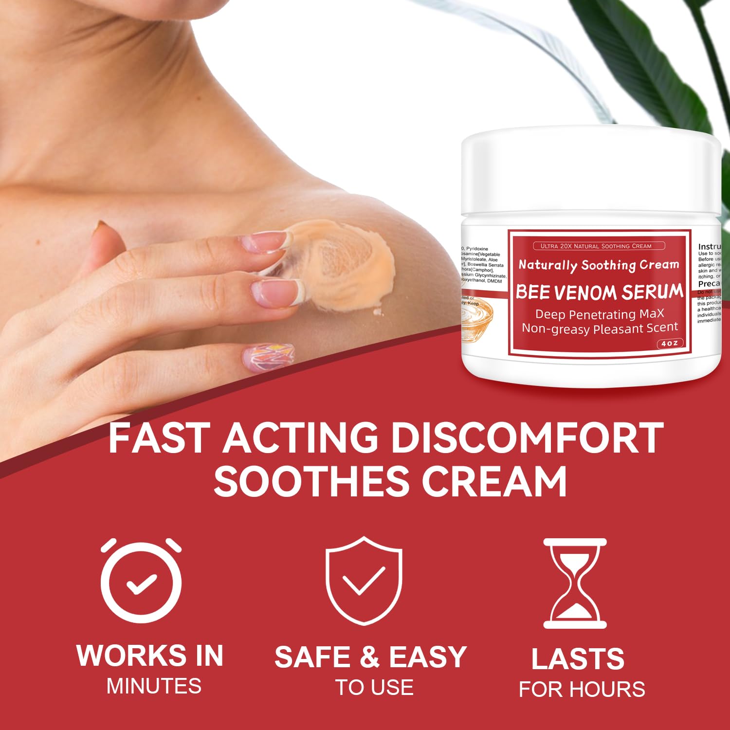 AEROMAXX Bee Venom Muscle & Joint Cream, 10X Ultra Strength Care Ointment, Natural Organic Formula, for Shoulder, Back, Neck, Hands, Knuckles, Elbows, Feet, Leg, Knees, Ankle, Adults, Seniors AEROMAXX buy supplements canada