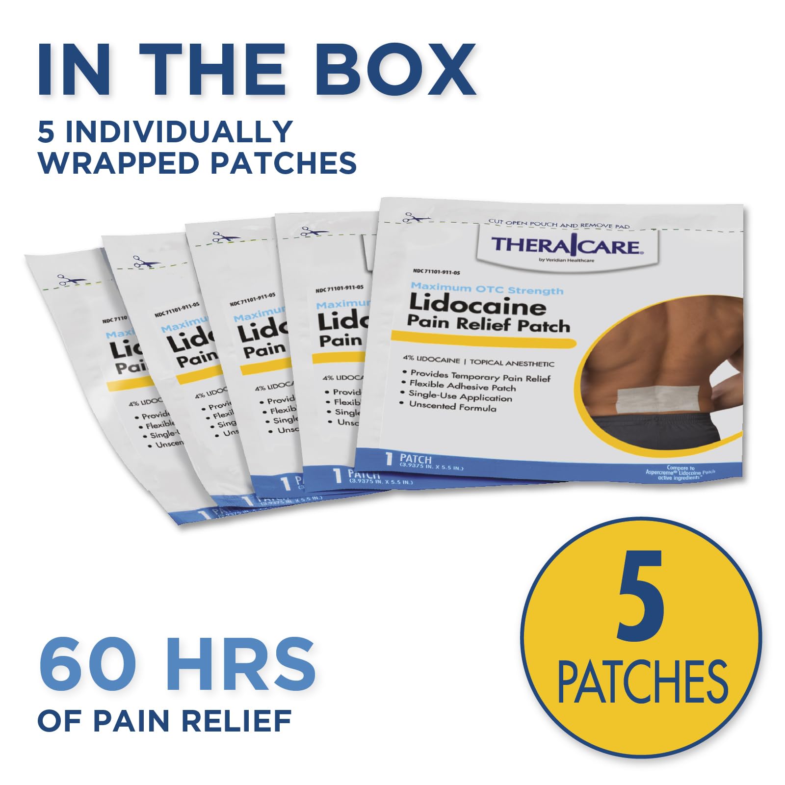 Thera|Care Pain Relief Patch | 4% Lidocaine Patch | 3.9” x 5.5” | 5-Count Box Thera Care buy supplements canada