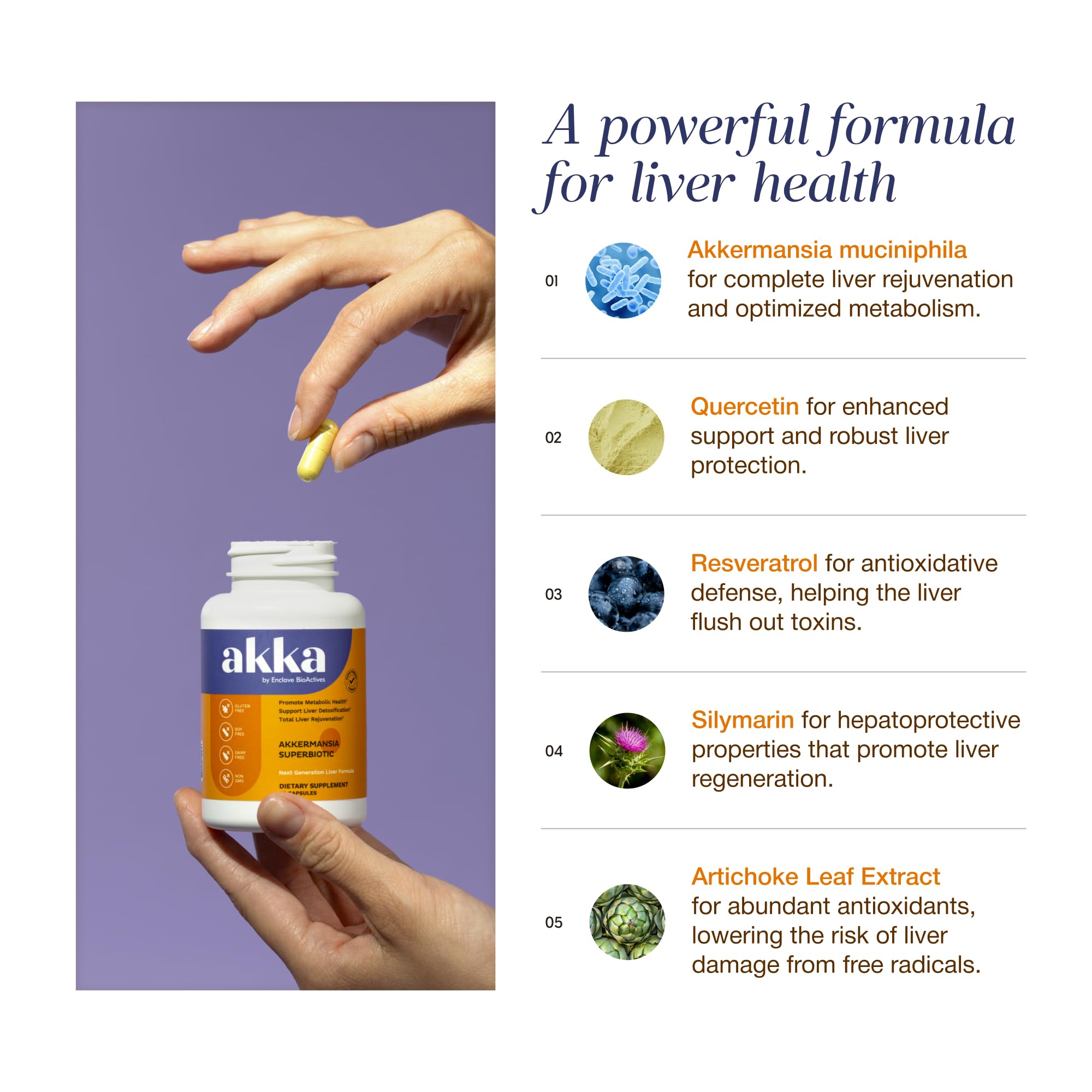 AKKA Premium Liver Cleanse Detox & Repair Superbiotic - Supports Liver Health & Function, Boosts Energy, Digestion & Metabolism with Bioavailable Pasteurized Akkermansia, Non-GMO, Gluten-Free, 60 Caps AKKA buy supplements canada
