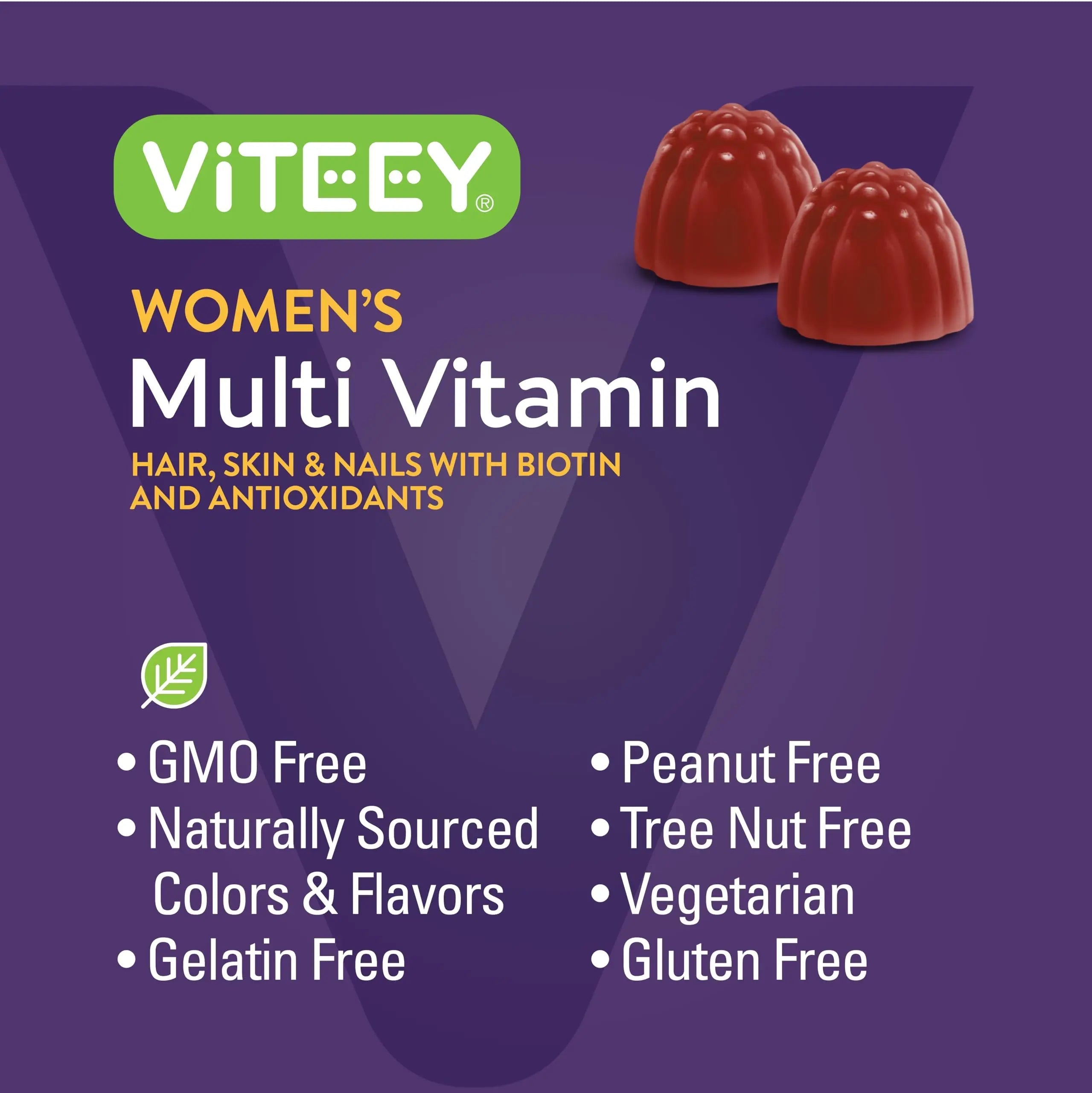 Viteey Womens Multivitamin Gummies - Immune Support - 12 in 1 Essential Vitamins & Minerals - Vitamin A, C, D3, E, B6, B12, Folic Acid, Biotin, Calcium Viteey buy supplements canada