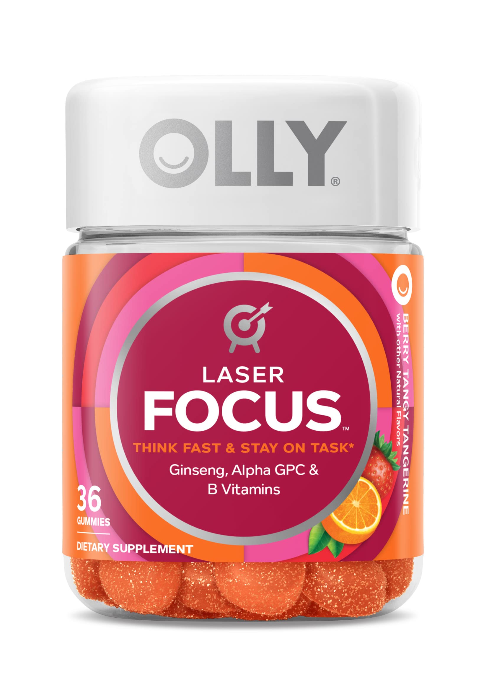 OLLY Laser Focus Gummy, Ginseng, Alpha GPC, B Vitamins, Berry Tangerine Flavor OLLY buy supplements canada