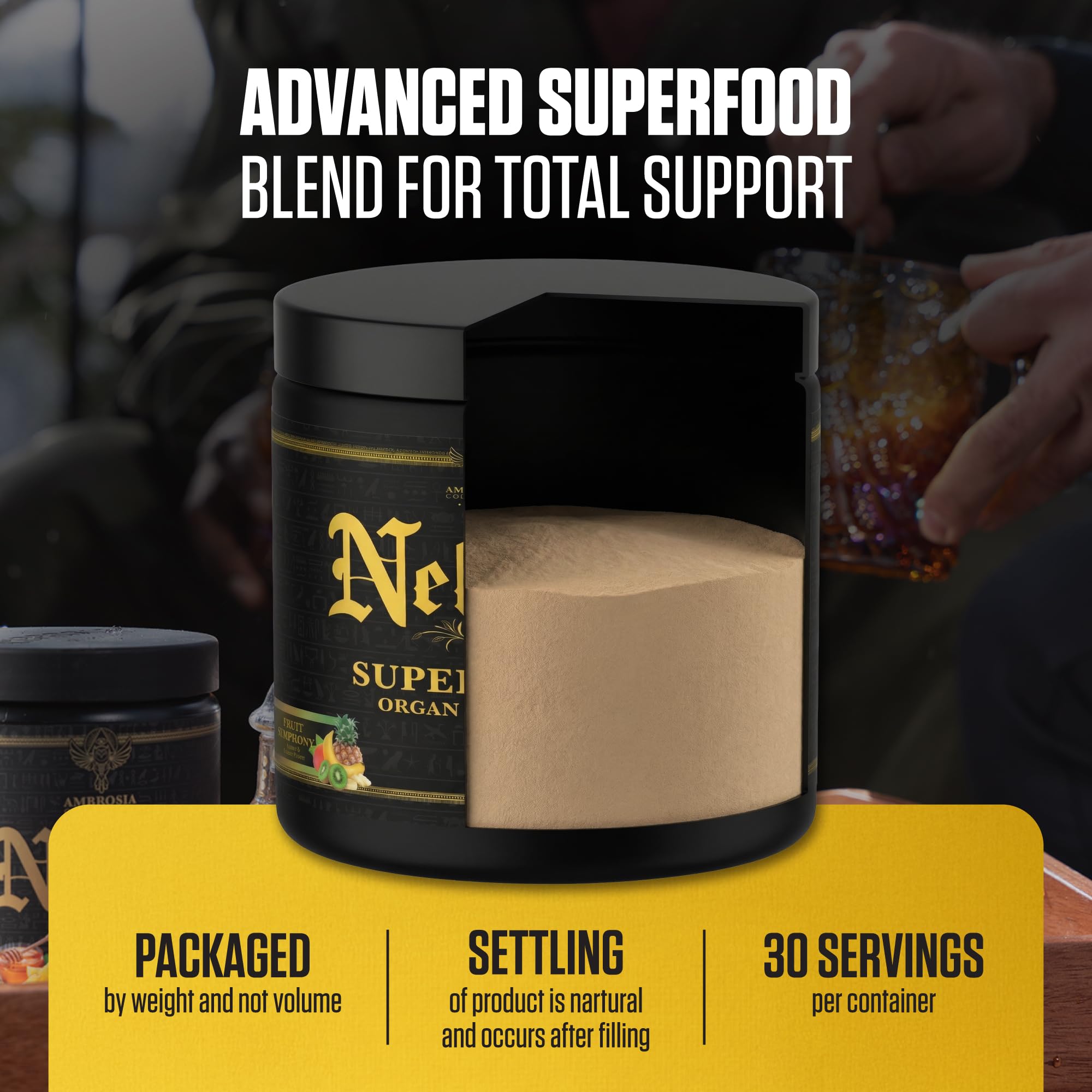 Ambrosia Superfood Organ & Cycle Support Powder | Liver & Kidney Support with Milk Thistle, Red Yeast Rice & CoQ10 | 13 Superfood Ingredients | 30 Servings | Honey Lemon Ambrosia buy supplements canada