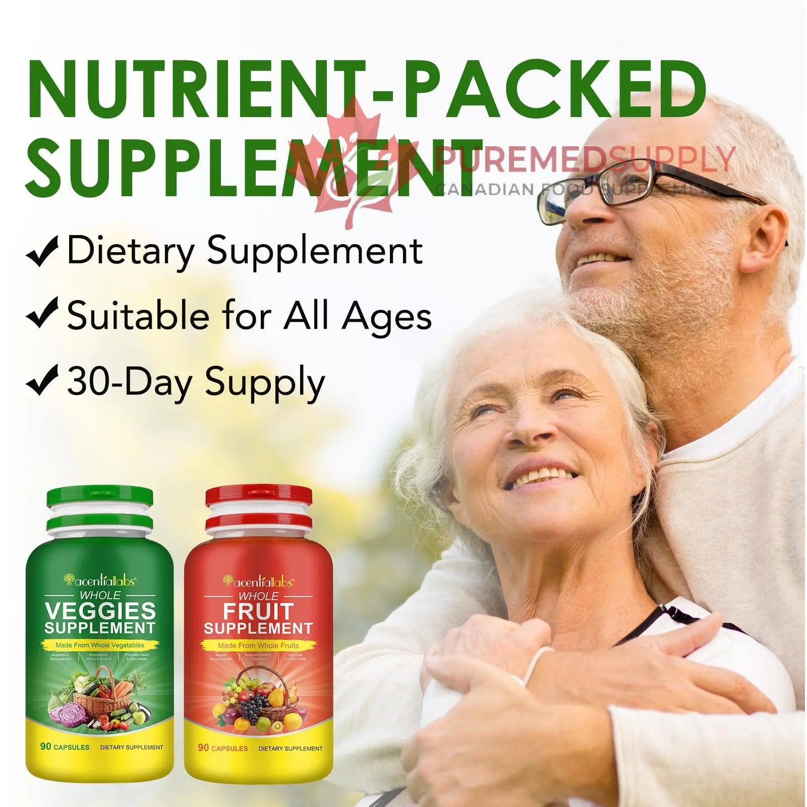 Fruit & Veggies Capsules | Daily Fruit & Vegetable Blend | 2 Bottles – 180 Vegetarian Capsules | Plant-Based Superfood Formula | Non-GMO, Gluten Free Generic buy supplements canada