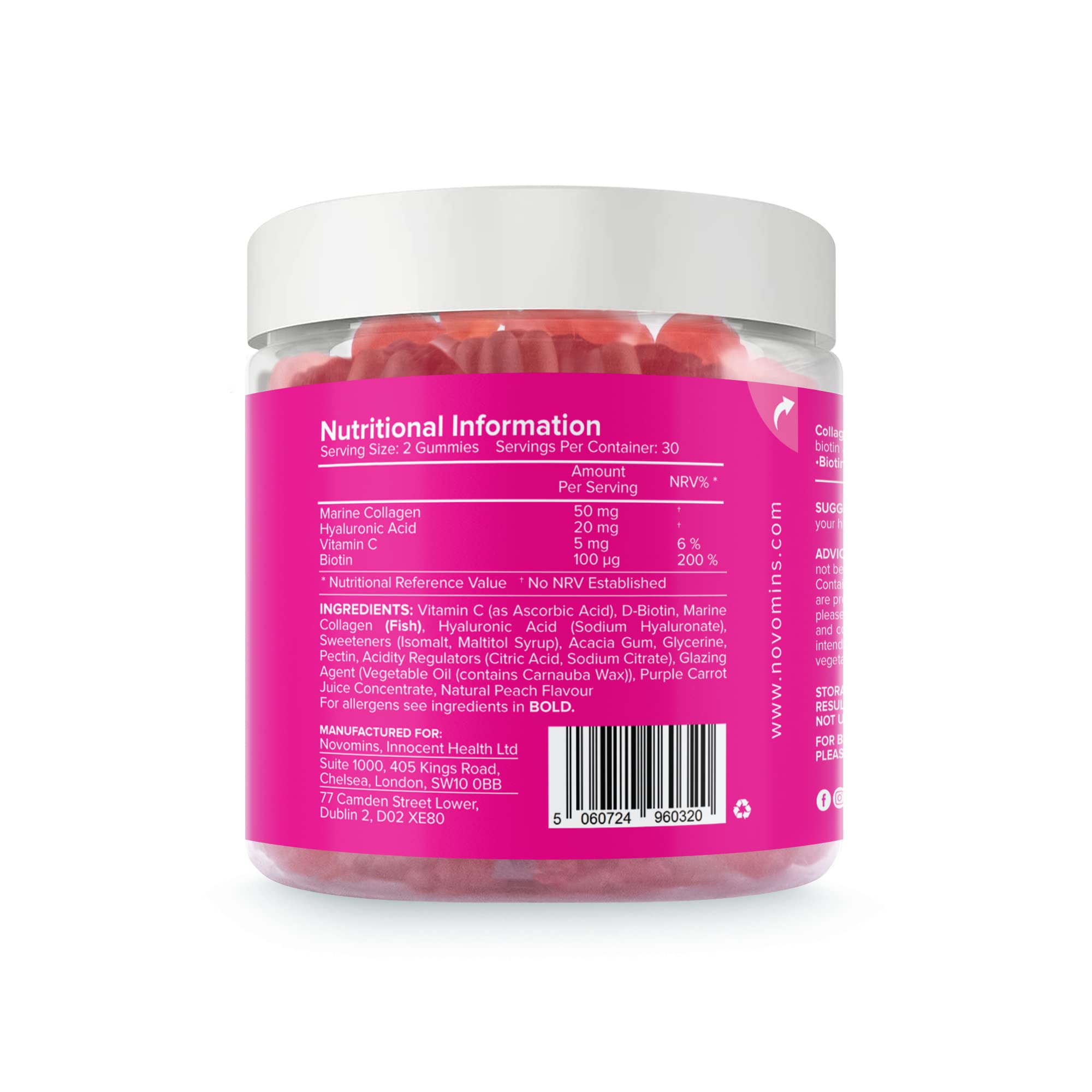 Collagen Gummies - Sugar Free Marine Collagen Gummies - Superior Type 1 Hydrolysed Collagen novomins buy supplements canada