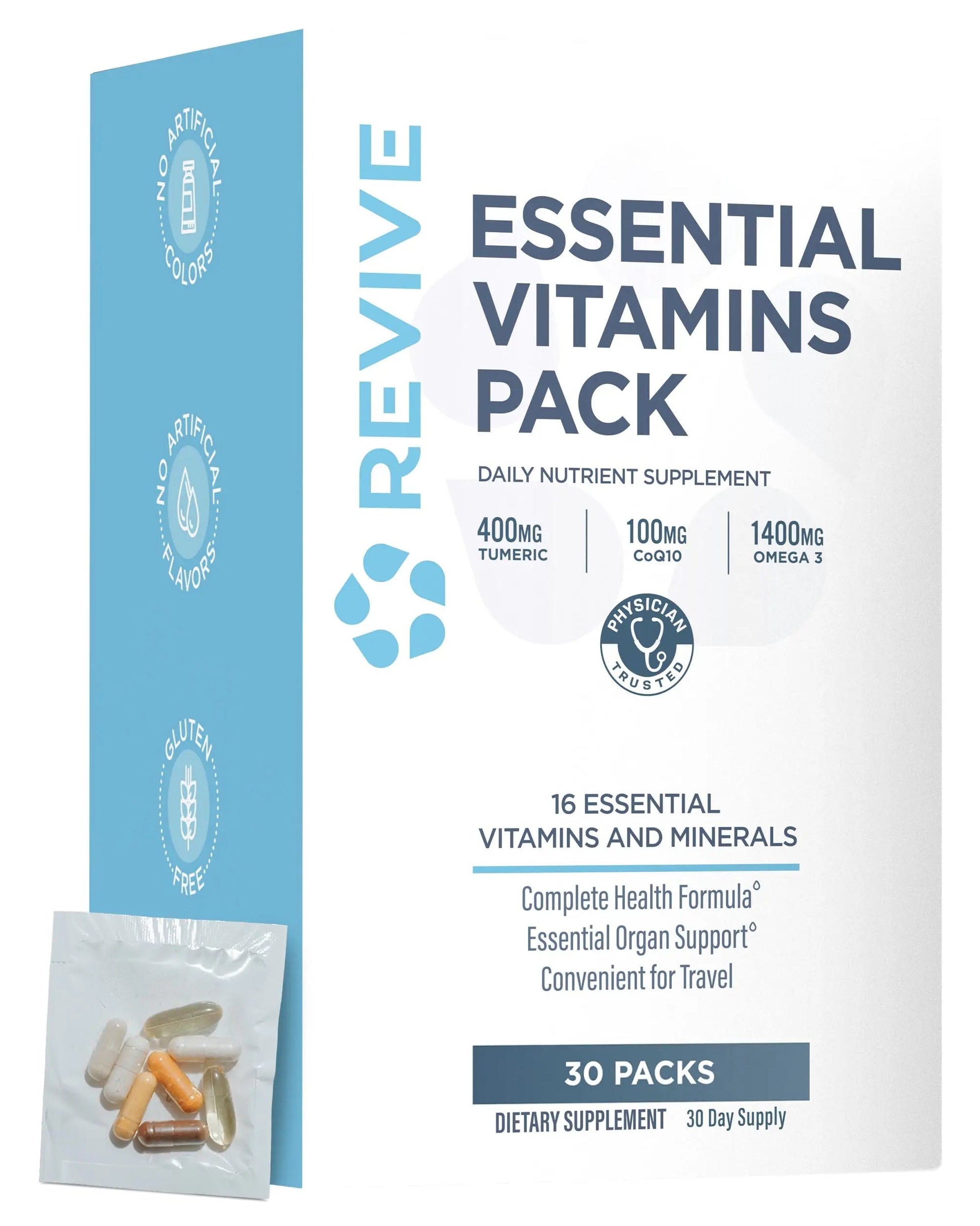 Revive MD Essential Vitamin Packs for Men & Women – Daily Multivitamin Packets with Arjuna & Turmeric Extract – Supports Heart, Joint & Organ Health Revive buy supplements canada