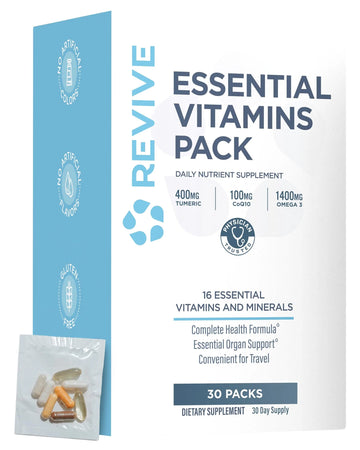 Revive MD Essential Vitamin Packs for Men & Women – Daily Multivitamin Packets with Arjuna & Turmeric Extract – Supports Heart, Joint & Organ Health Revive buy supplements canada