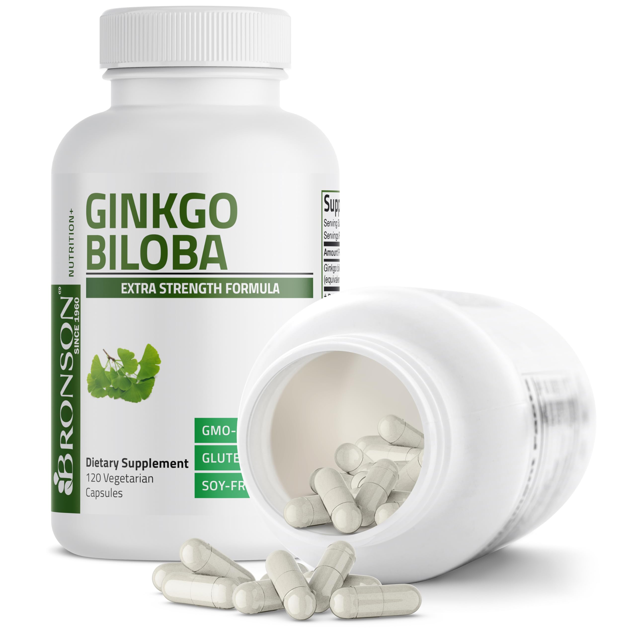 Bronson Ginkgo Biloba Extra Strength Supports Brain Function & Memory Support, 120 Vegetarian Capsules Bronson buy supplements canada