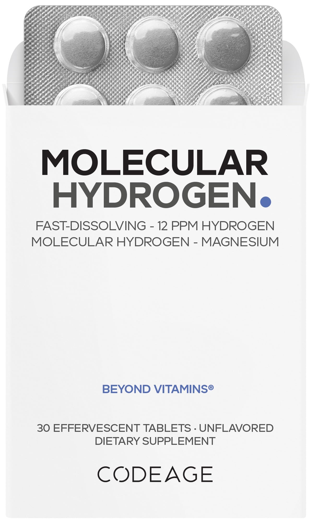 Codeage Molecular Hydrogen Supplement - Fast-Dissolving 12 PPM Hydrogen Water Tablets with Elemental Magnesium - Hydration Tablet Body Function - Unflavored, Vegan, Non-GMO, Gluten-Free - 30 Tablets Codeage buy supplements canada