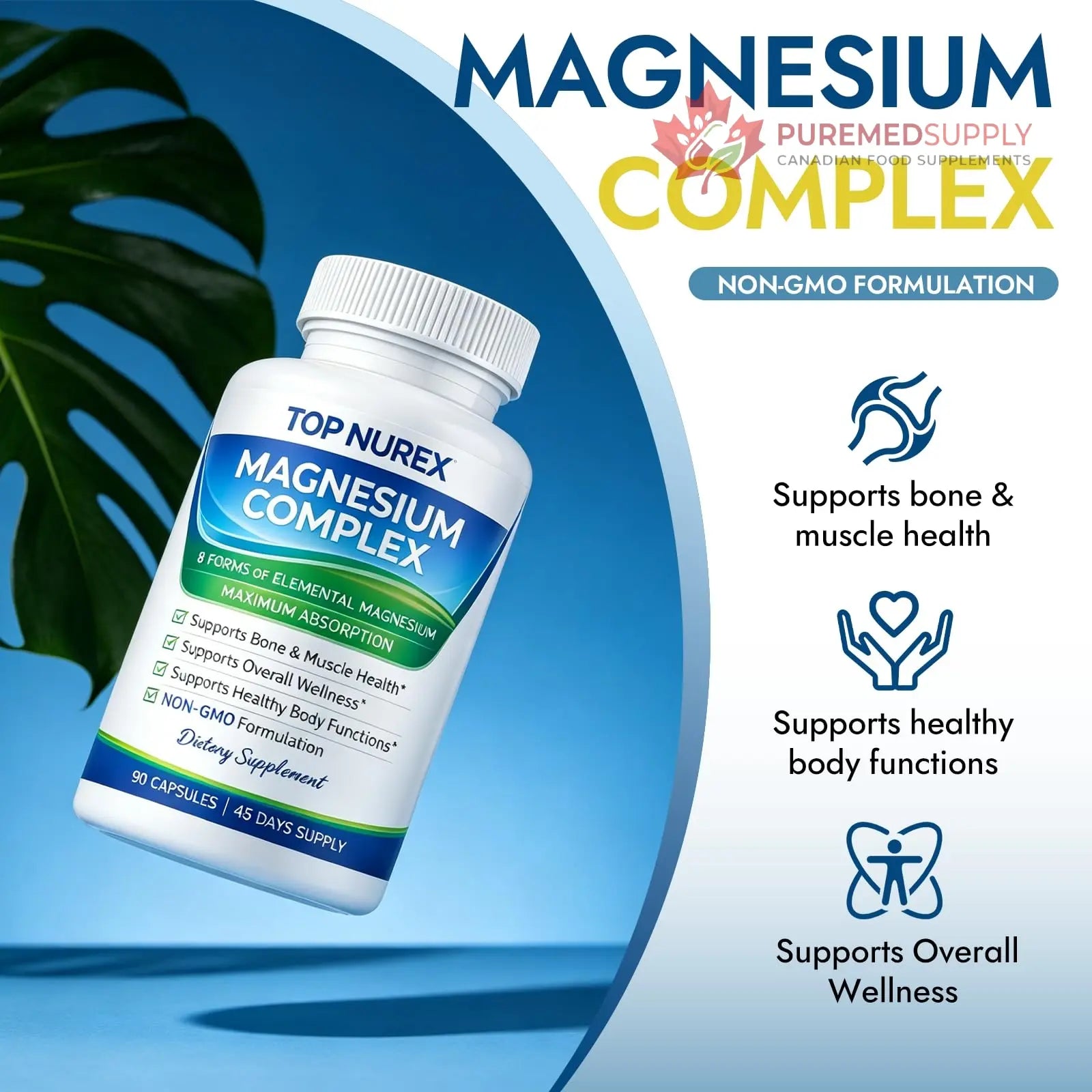 Top Nurex Magnesium Complex 1000 mg, 8-Source Magnesium Blend with Glycinate, Citrate, Malate & Taurate, Vegan Formula, Non-GMO, 90 Capsules Top Nurex buy supplements canada