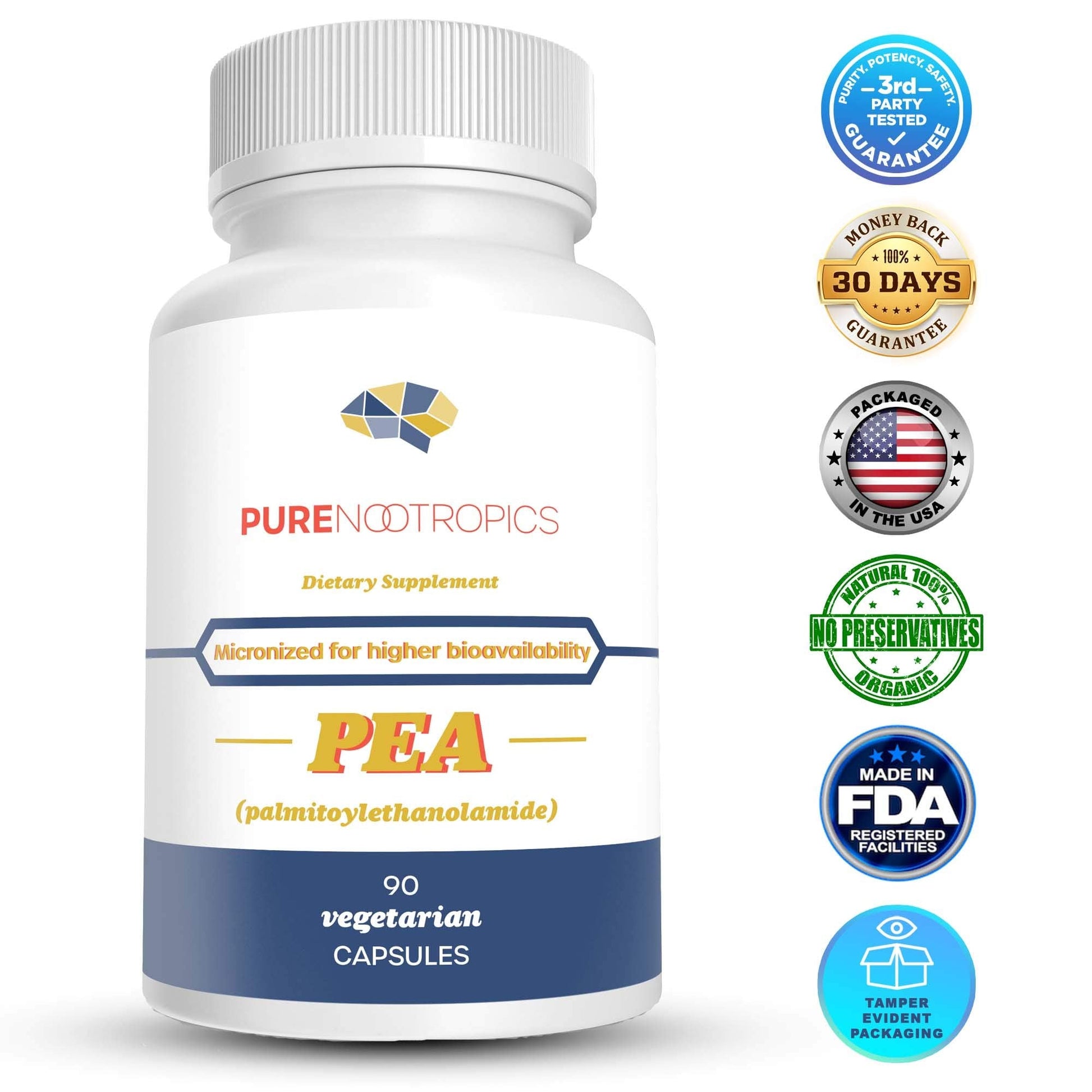 Pure Nootropics - Palmitoylethanolamide (Micronized Pea) 400 mg Capsules | 90 Veg Caps Value Pack | Supports Relief from Occasional Discomfort | Supports Immune System Pure Nootropics buy supplements canada