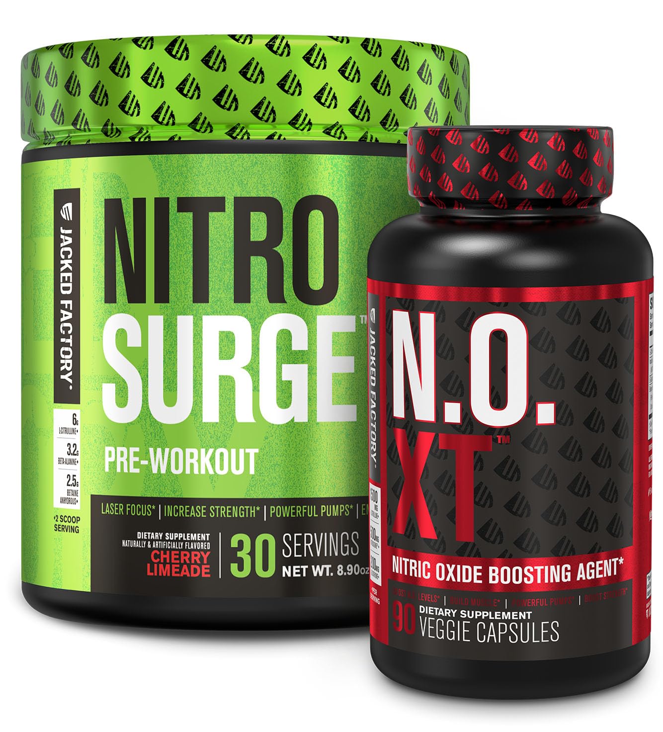 Jacked Factory Pre Workout Stack - N.O XT Nitric Oxide Booster & NITROSURGE High Jacked Factory buy supplements canada