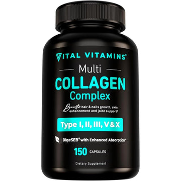 Vital Vitamins Multi Collagen for Women & Men - Type I, II, III, V, X - Grass Fed, Non-GMO - 150 Capsules Vital Vitamins buy supplements canada