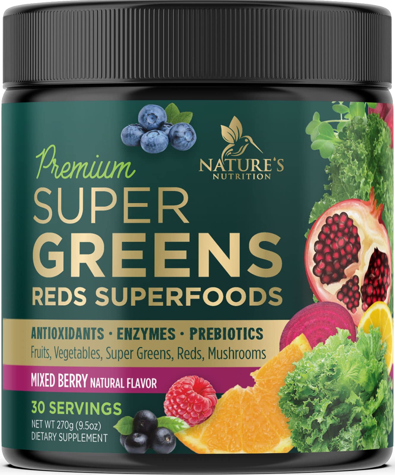 Greens Superfood Powder Supplement - Super Green Smoothie Mix Blend with Spirulina Nature's Nutrition buy supplements canada
