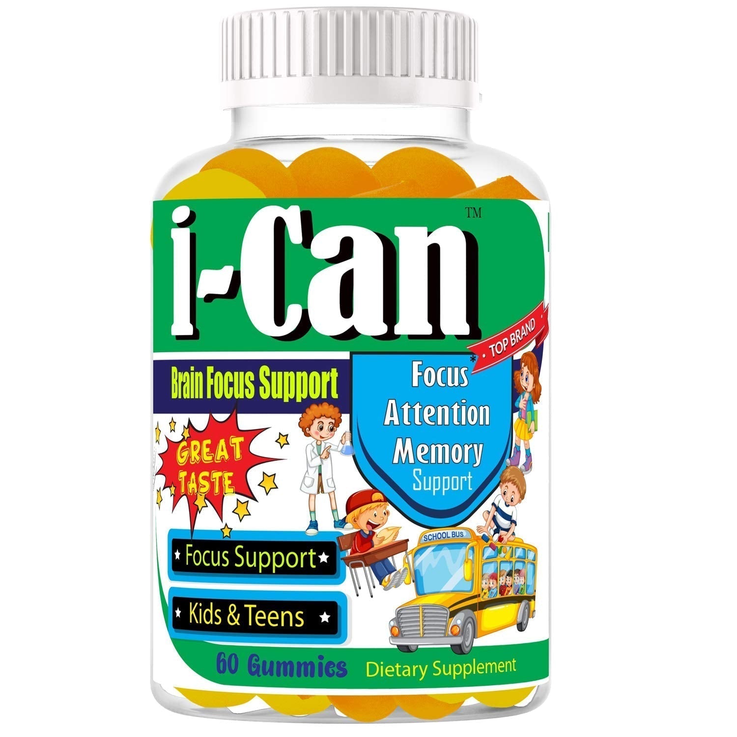 I-Can Focus Gummies for Kids & Teens, Omega 3 Gummies with DHA & EPA, Brain Health, Memory, Attention Support, Teen Brain Focus Vitamins, Non-Fishy Taste, Low Sugar, 60 Count Celebrity LifeStyle Product buy supplements canada