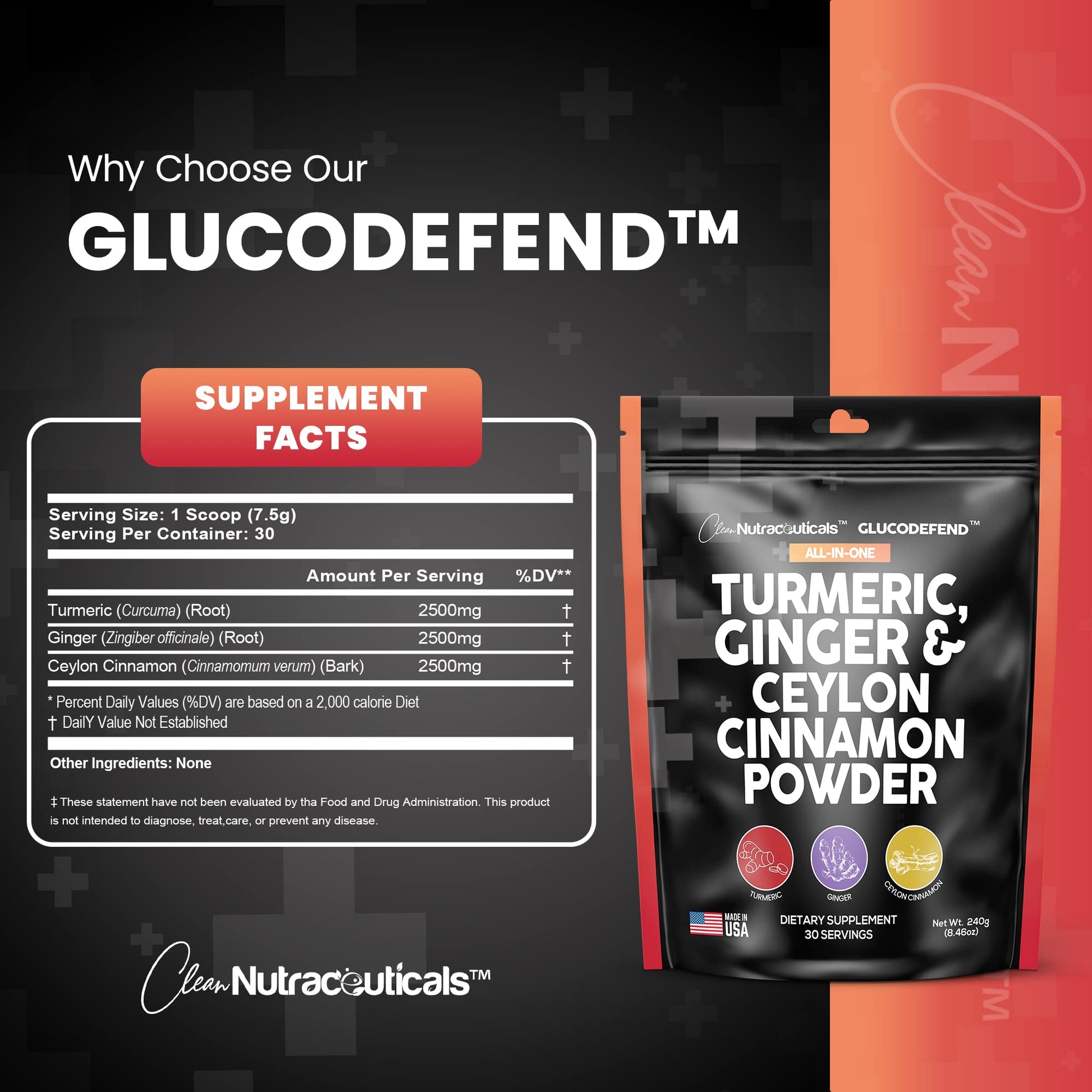 3in1 Turmeric Curcumin Ginger Root & Ceylon Cinnamon Powder Suppleme Clean Nutraceuticals buy supplements canada