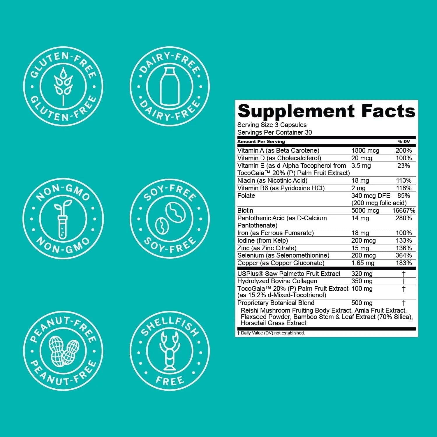 Hair La Vie Live Conscious Clinical Formula Hair Growth Vitamins for Women and Men w/Biotin, Collagen & Saw Palmetto (Pack of 1) Hair La Vie buy supplements canada