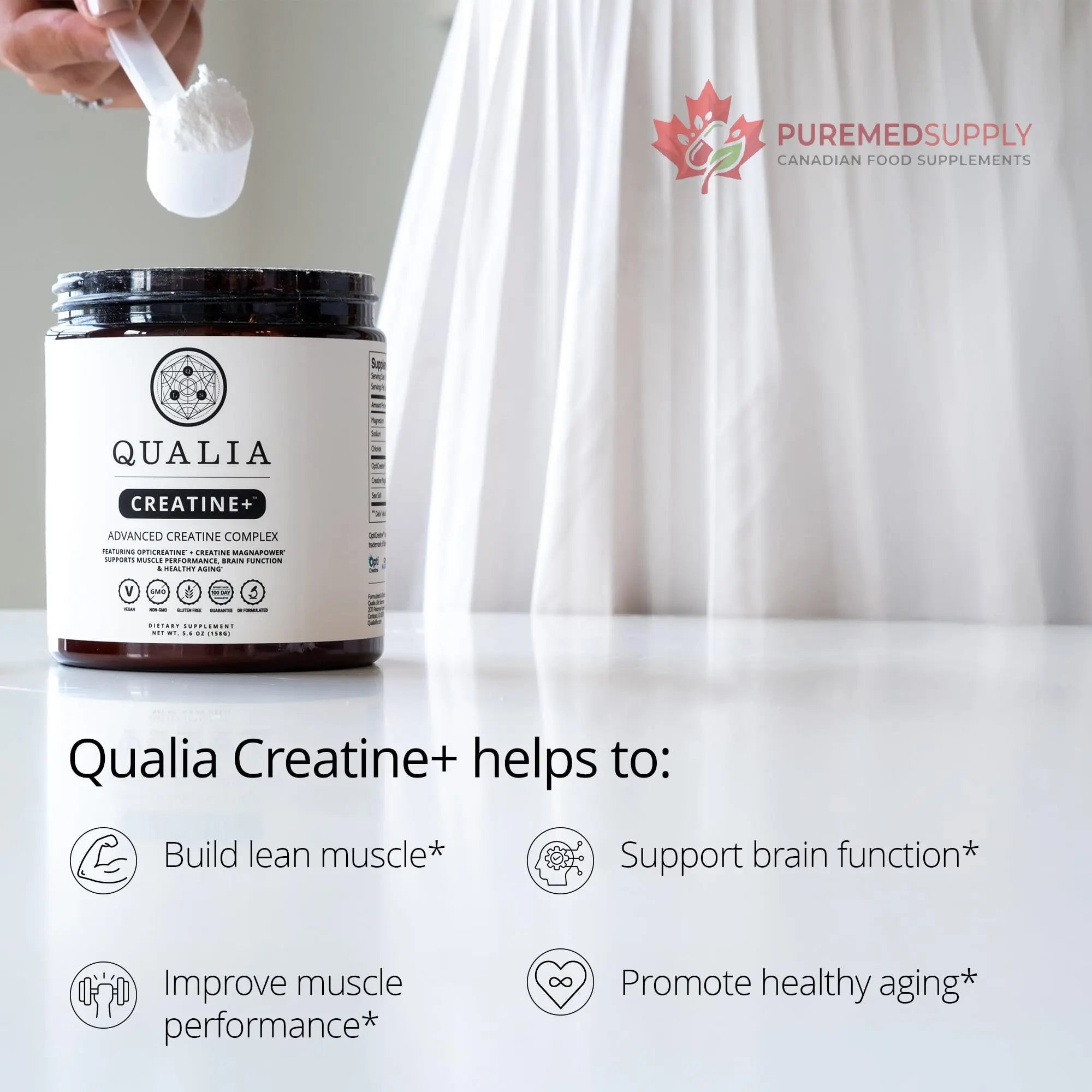 Qualia Creatine | Advanced Creatine Complex | 2 Sources + Magnesium | Optimized Absorption | Muscle Performance, Brain Function, & Healthy Aging (30 Servings) QUALIA LIFE SCIENCES buy supplements canada