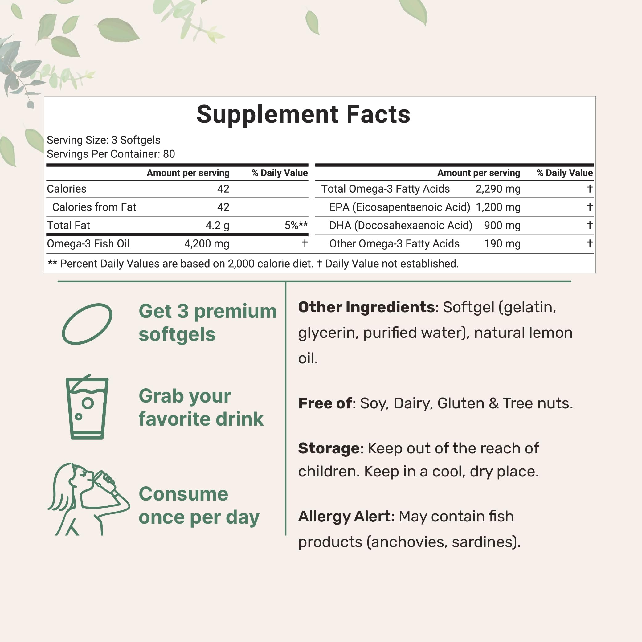 Triple Strength Omega 3 Fish Oil Supplements 4200mg Per Serving, 240 Softgels Micro Ingredients buy supplements canada