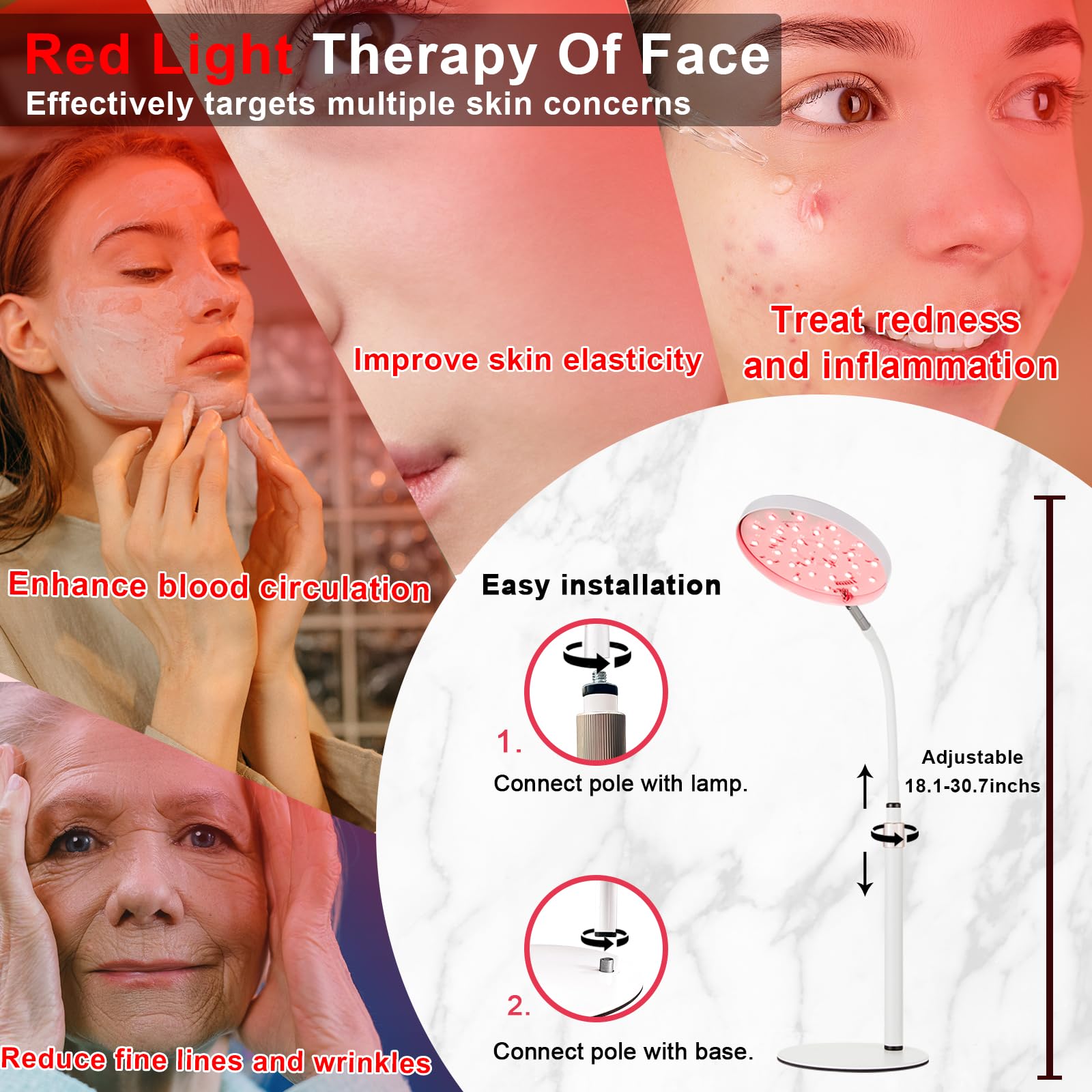 Akarishin Red Light Therapy Lamp for Face- Facial and Body Treatment with Adjustable Height Stand Akarishin buy supplements canada