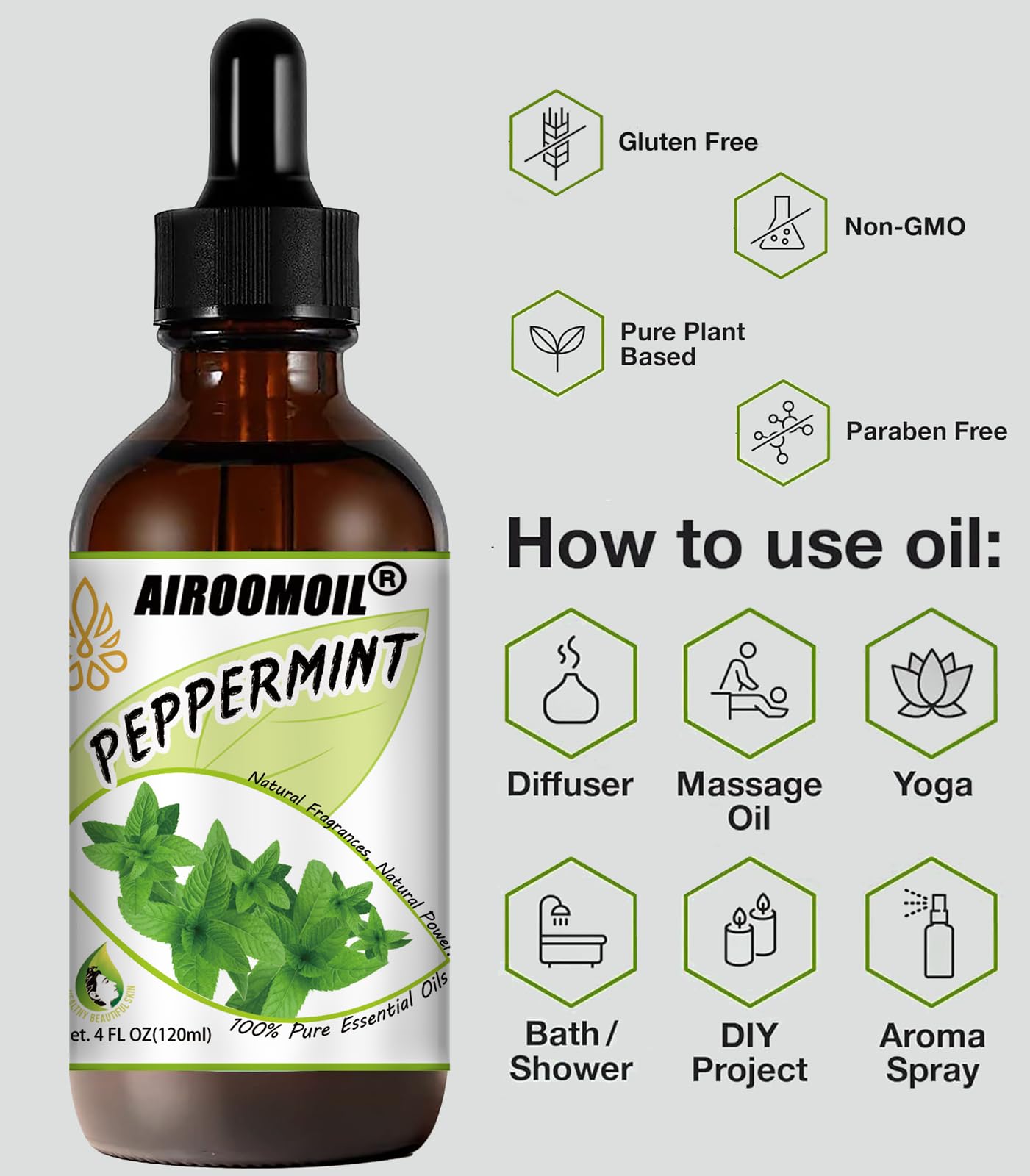 airoomoil Invigorating Peppermint Essential Oil for Showers Skin Use Shampoo Soap Ideal airoomoil buy supplements canada