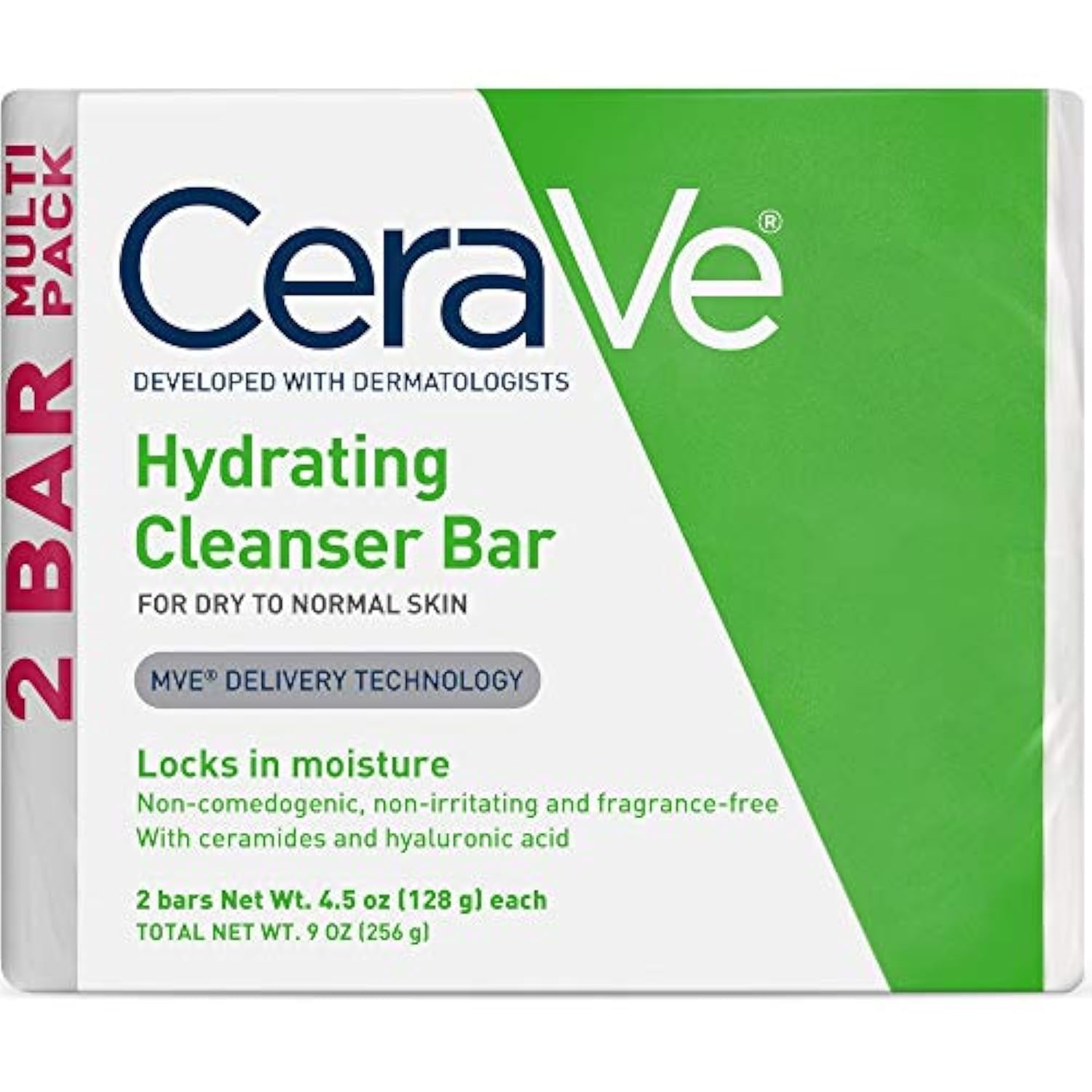 CeraVe Hydrating Cleanser Bar, Soap-Free Body and Facial Cleanser with 5% Moisturizing Cream, Fragrance-Free, 2-Pack, 4.5 Ounce Each CeraVe buy supplements canada
